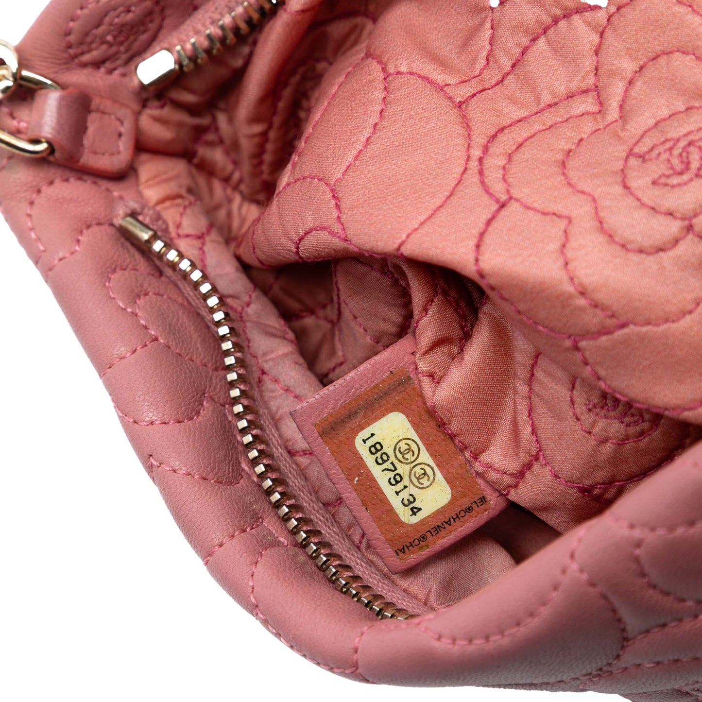 Chanel Embossed Lambskin Camellia Chain Pochette