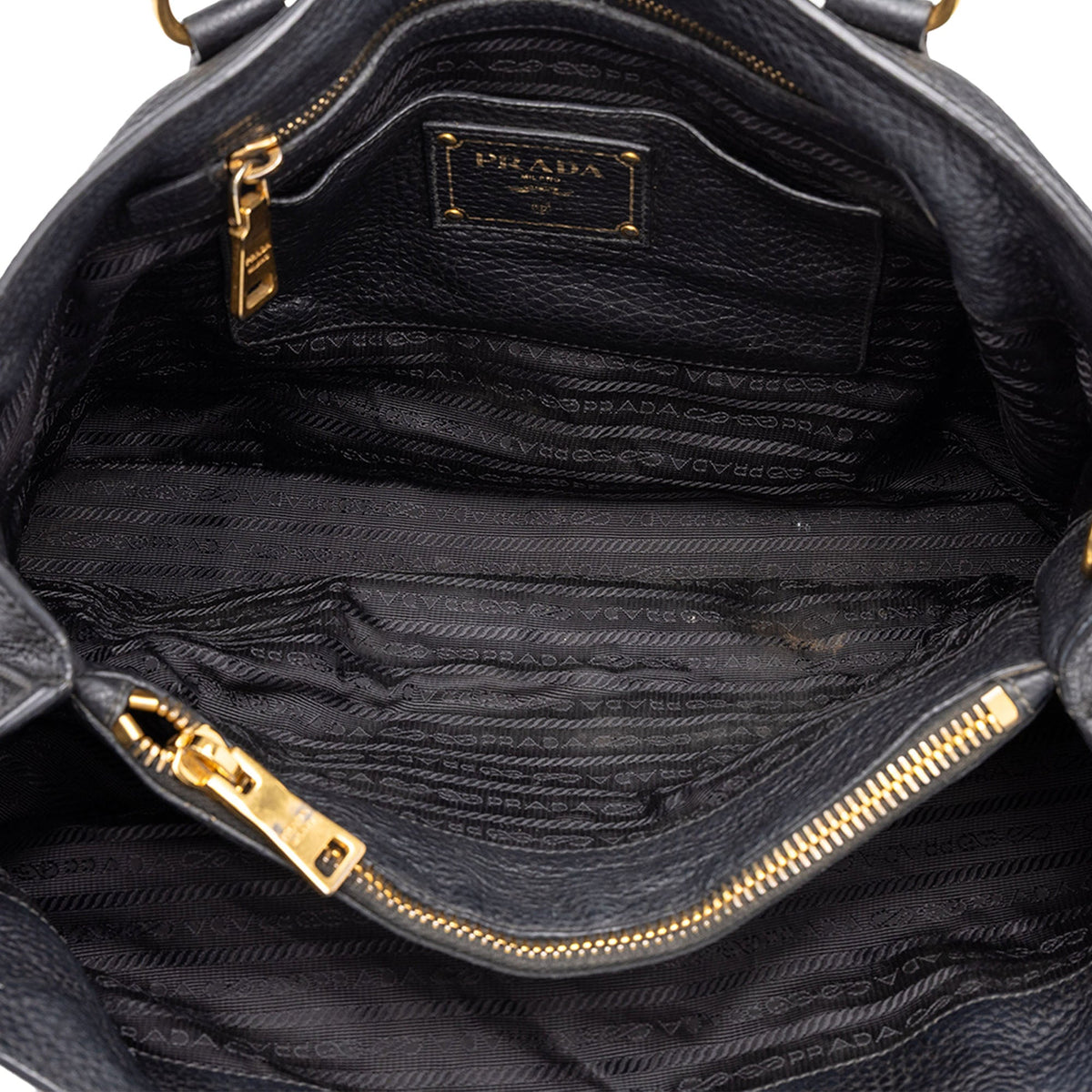 Prada Vitello Daino Open Convertible Tote — Black