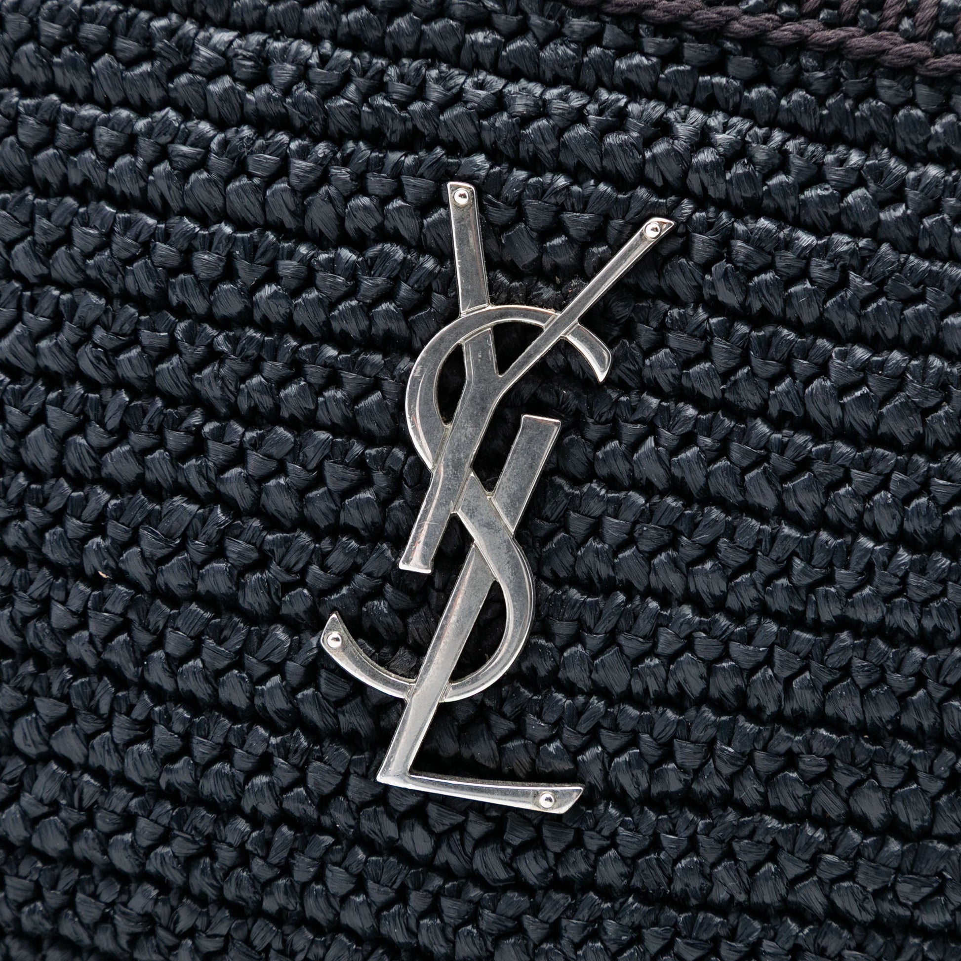 Saint Laurent Woven Raffia and Leather Lou Camera Bag