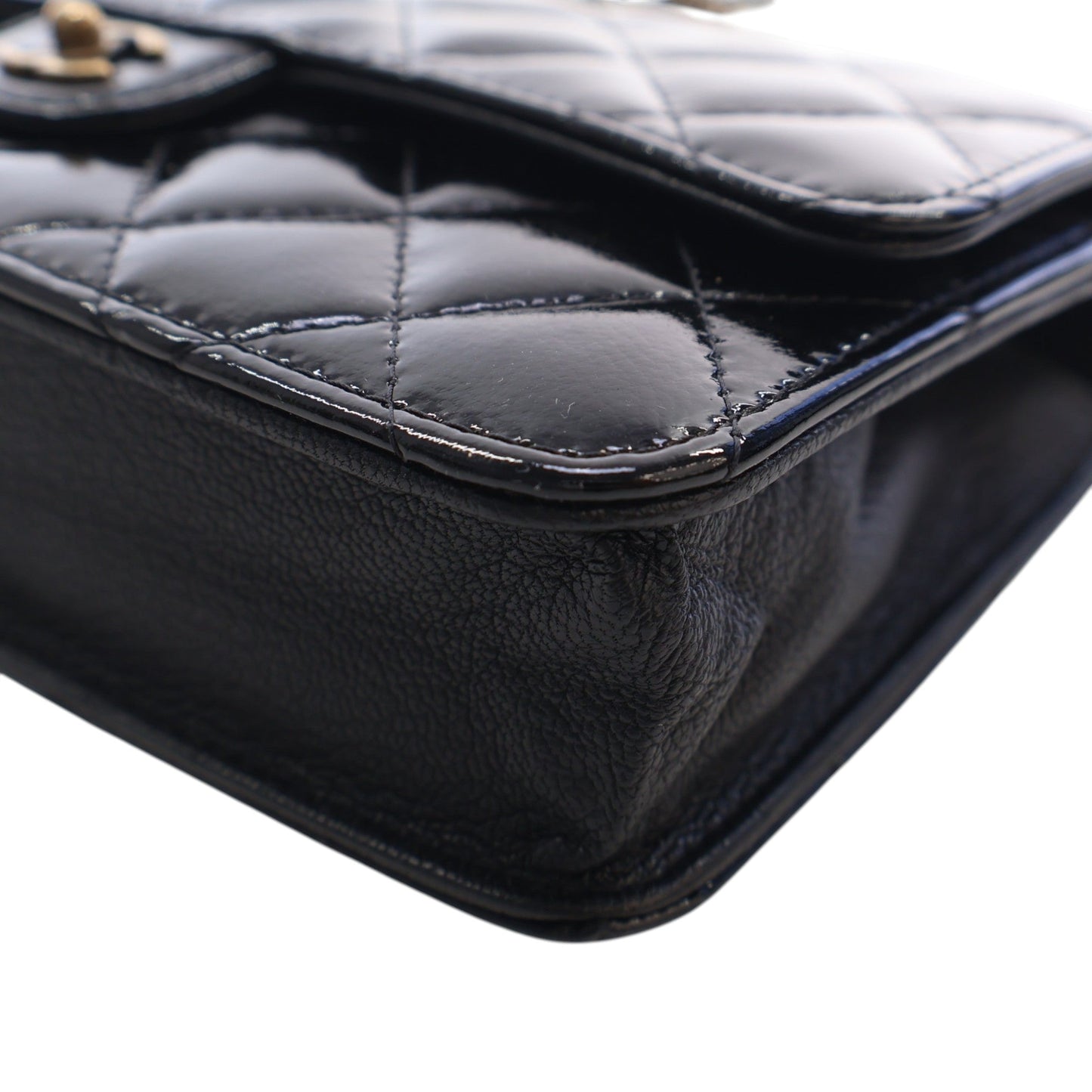 Chanel Quilted Patent and Goatskin CC Eyelet Wallet On Chain