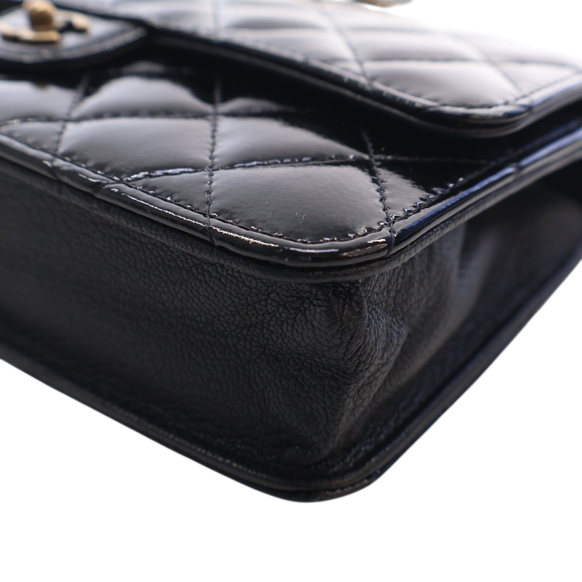Chanel Quilted Patent and Goatskin CC Eyelet Wallet On Chain