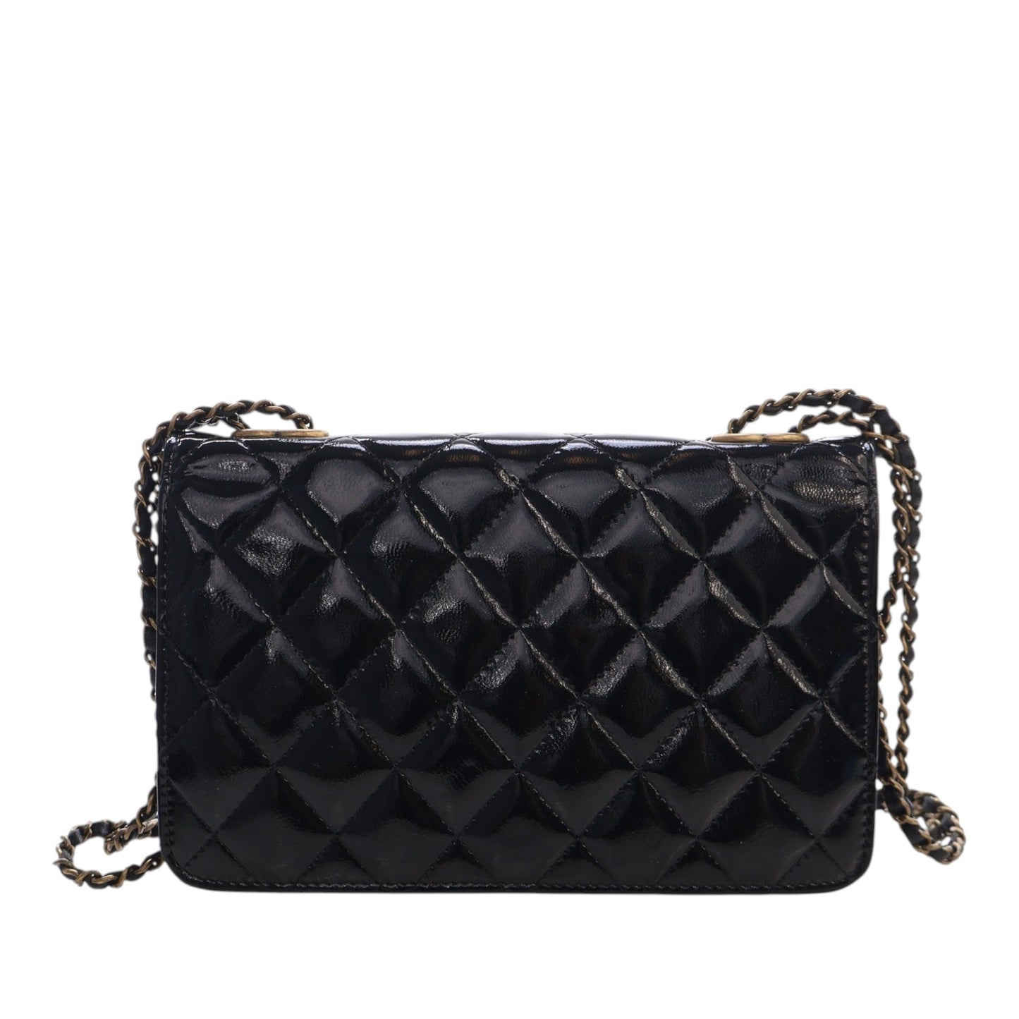 Chanel Quilted Patent and Goatskin CC Eyelet Wallet On Chain