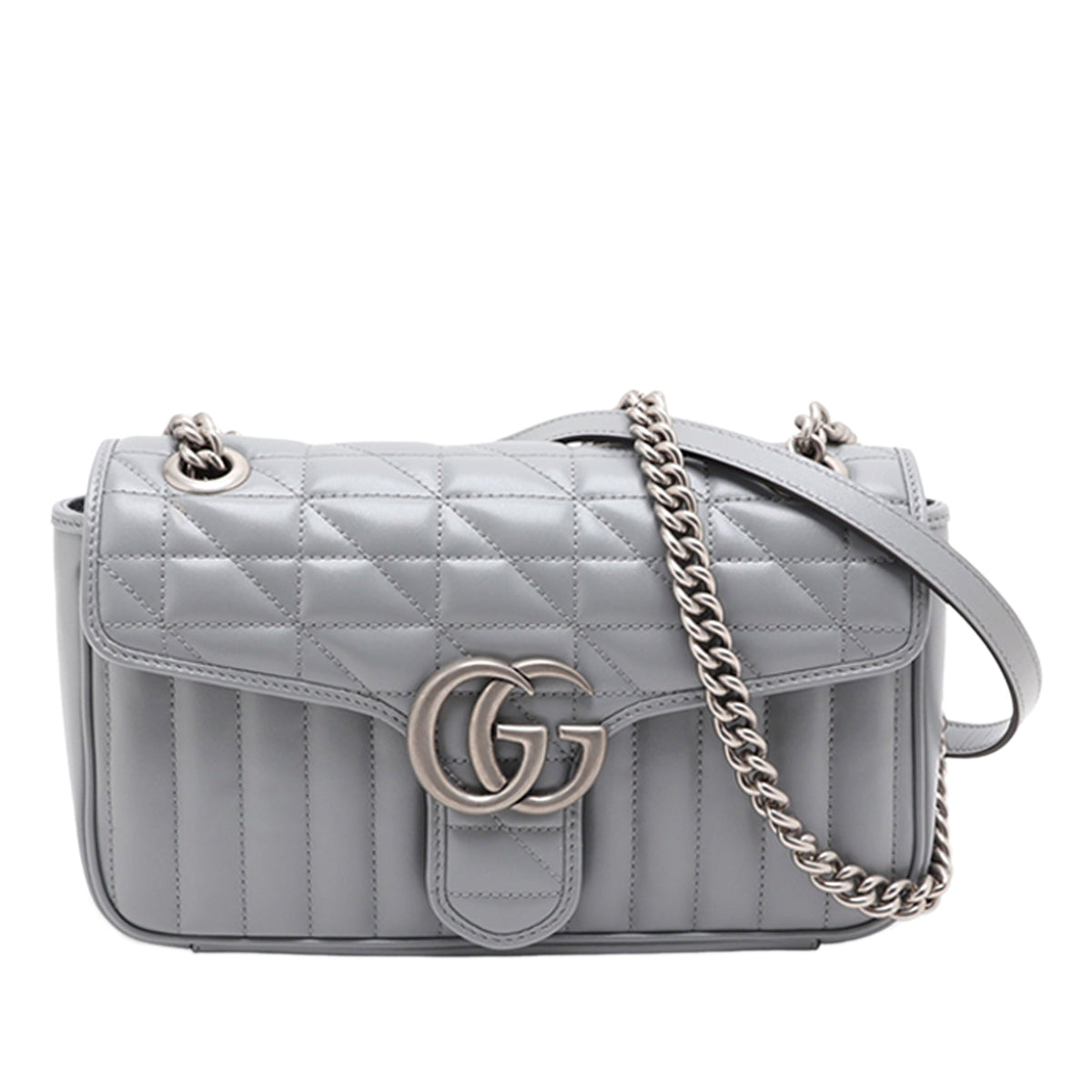 Gucci Medium GG Marmont Matelasse Leather Aria Shoulder Bag — Gray