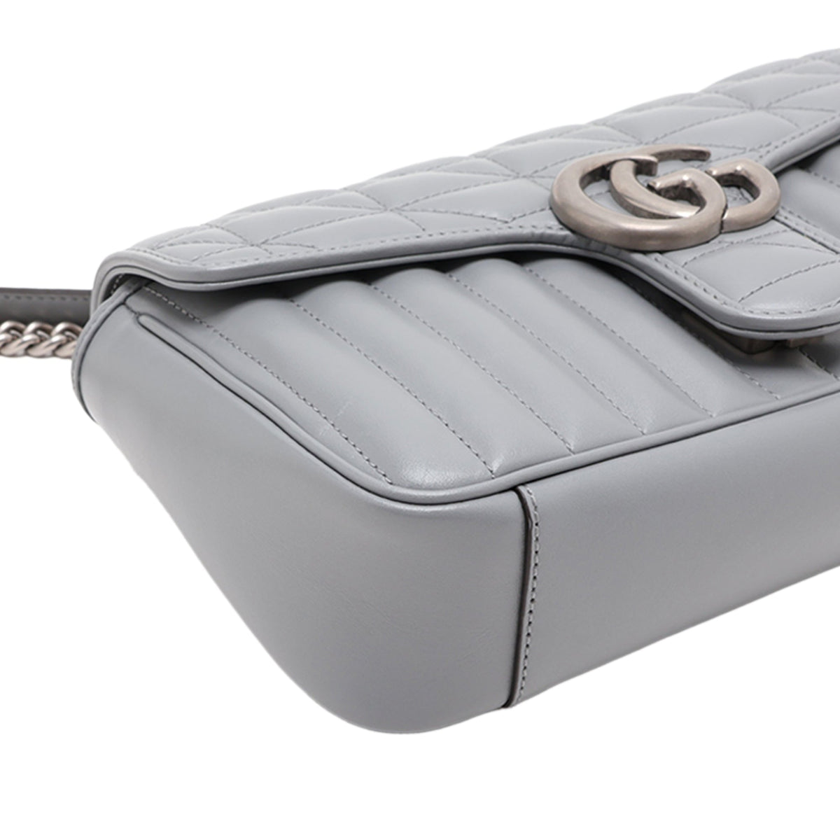 Gucci Medium GG Marmont Matelasse Leather Aria Shoulder Bag — Gray