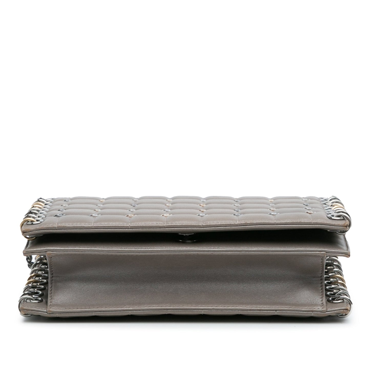 Chanel Small Lambskin Chocolate Bar CC Piercing Studded Chain Flap