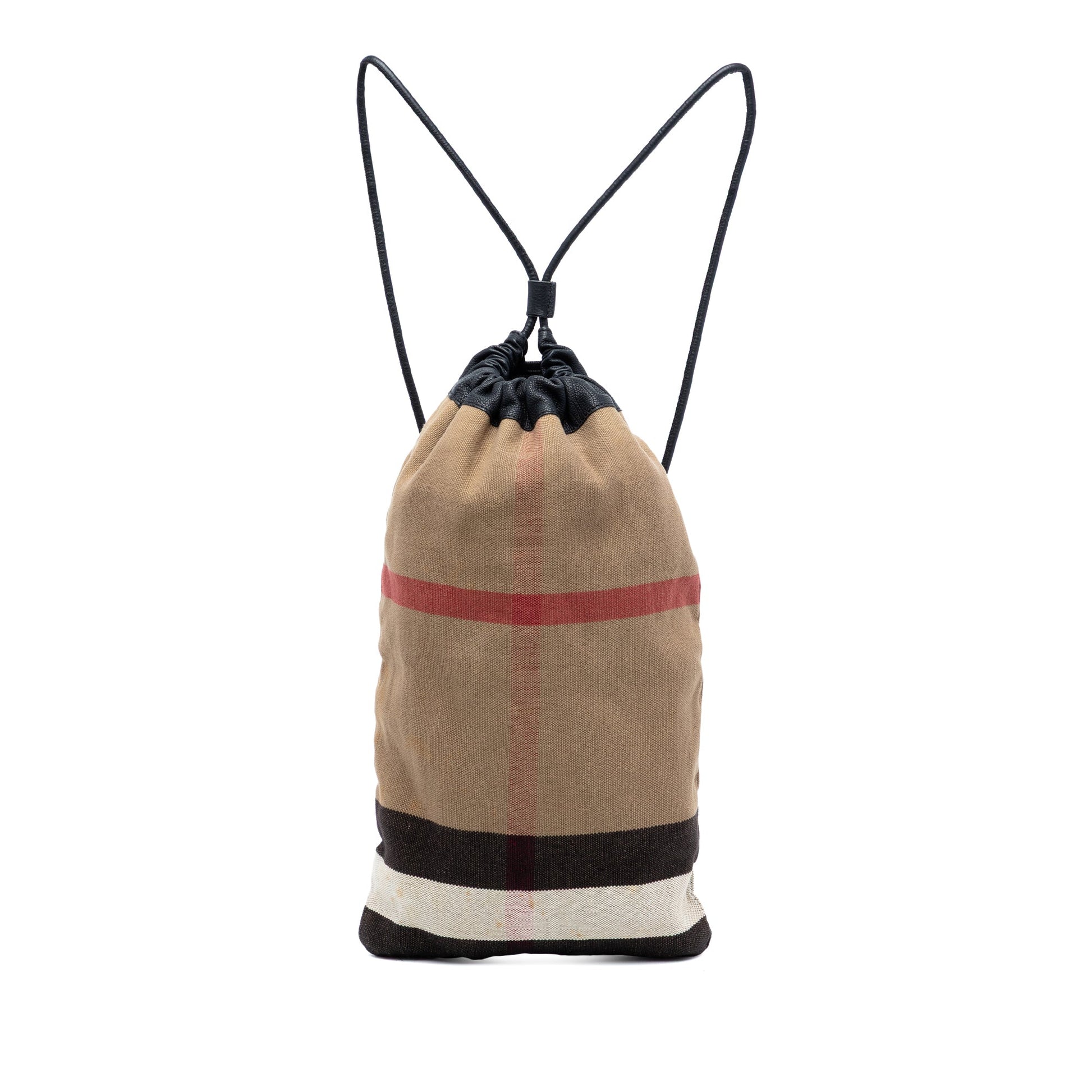 Burberry Mega Check Canvas Drawstring Backpack