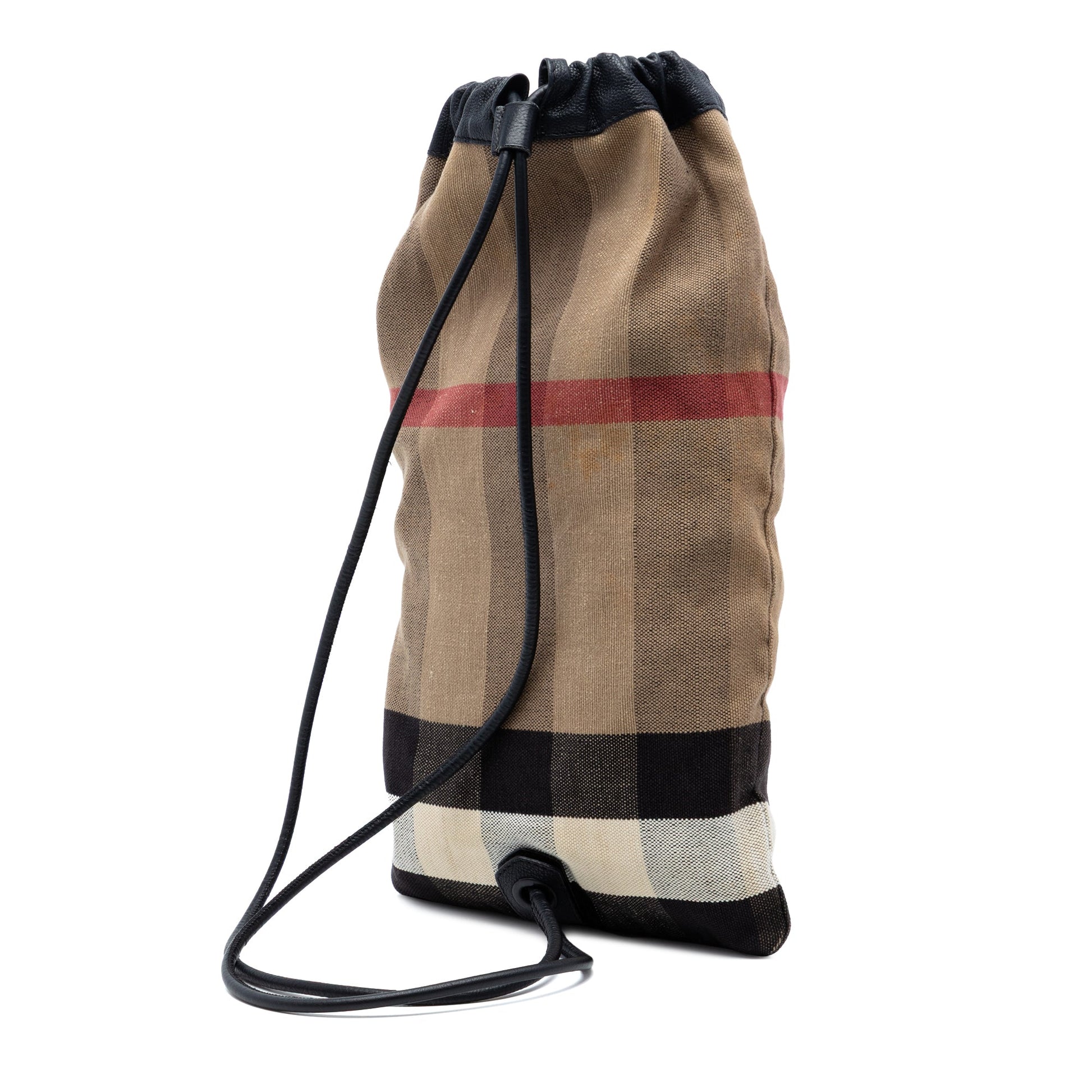 Burberry Mega Check Canvas Drawstring Backpack
