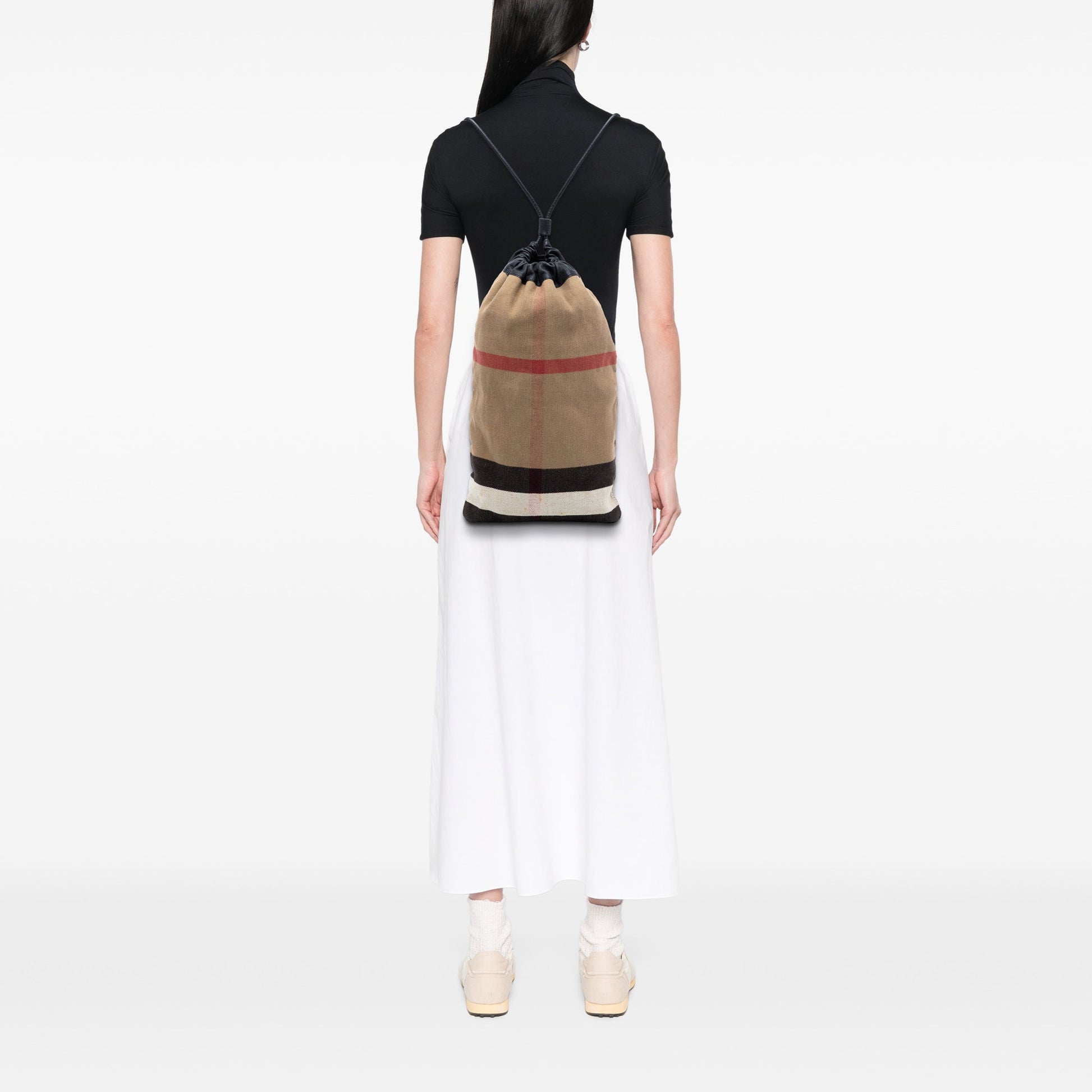 Burberry Mega Check Canvas Drawstring Backpack