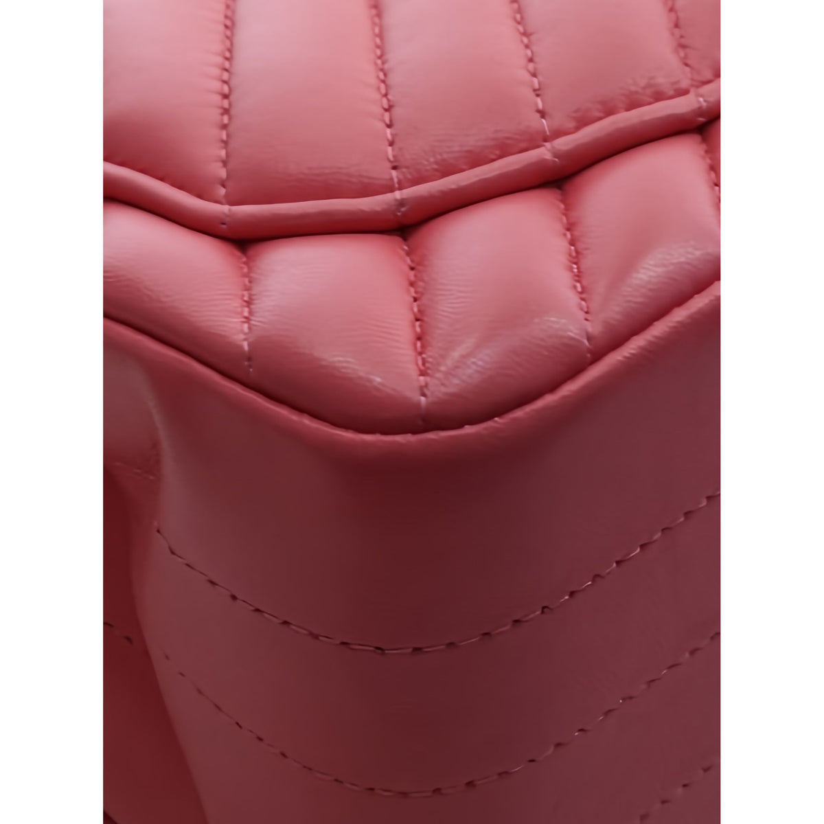 Chanel Mini Square Classic Chevron Lambskin Single Flap — Pink