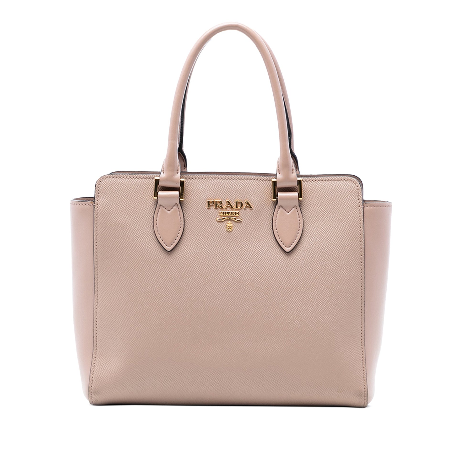 Prada Soft Calf Trimmed Saffiano Lux Open Convertible Tote