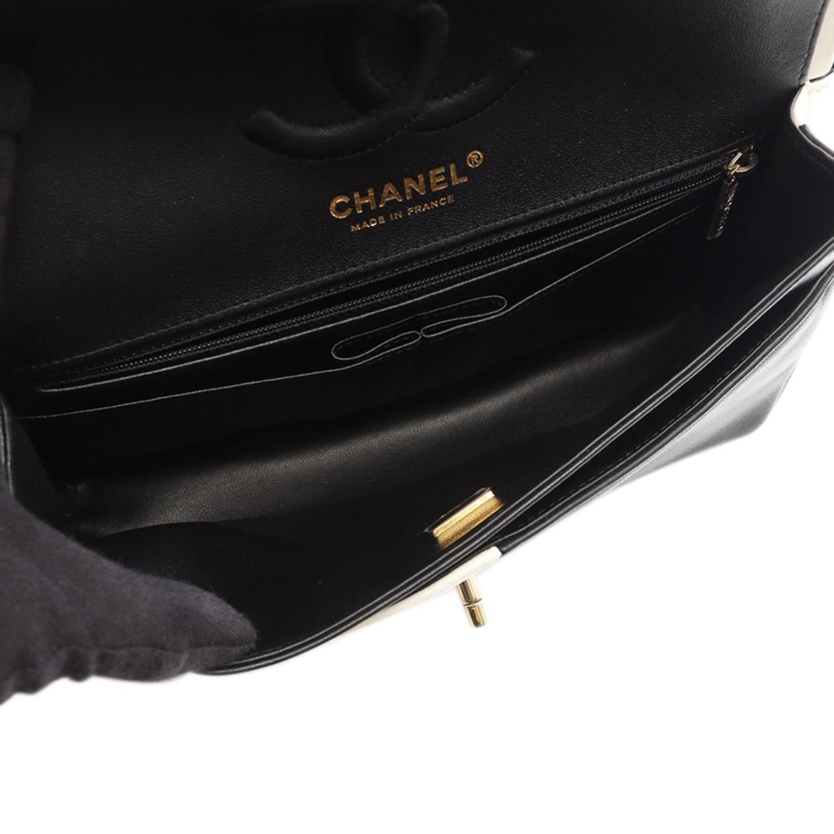 Chanel Medium Classic Bicolor Lambskin Geometric Colorblock Double Flap