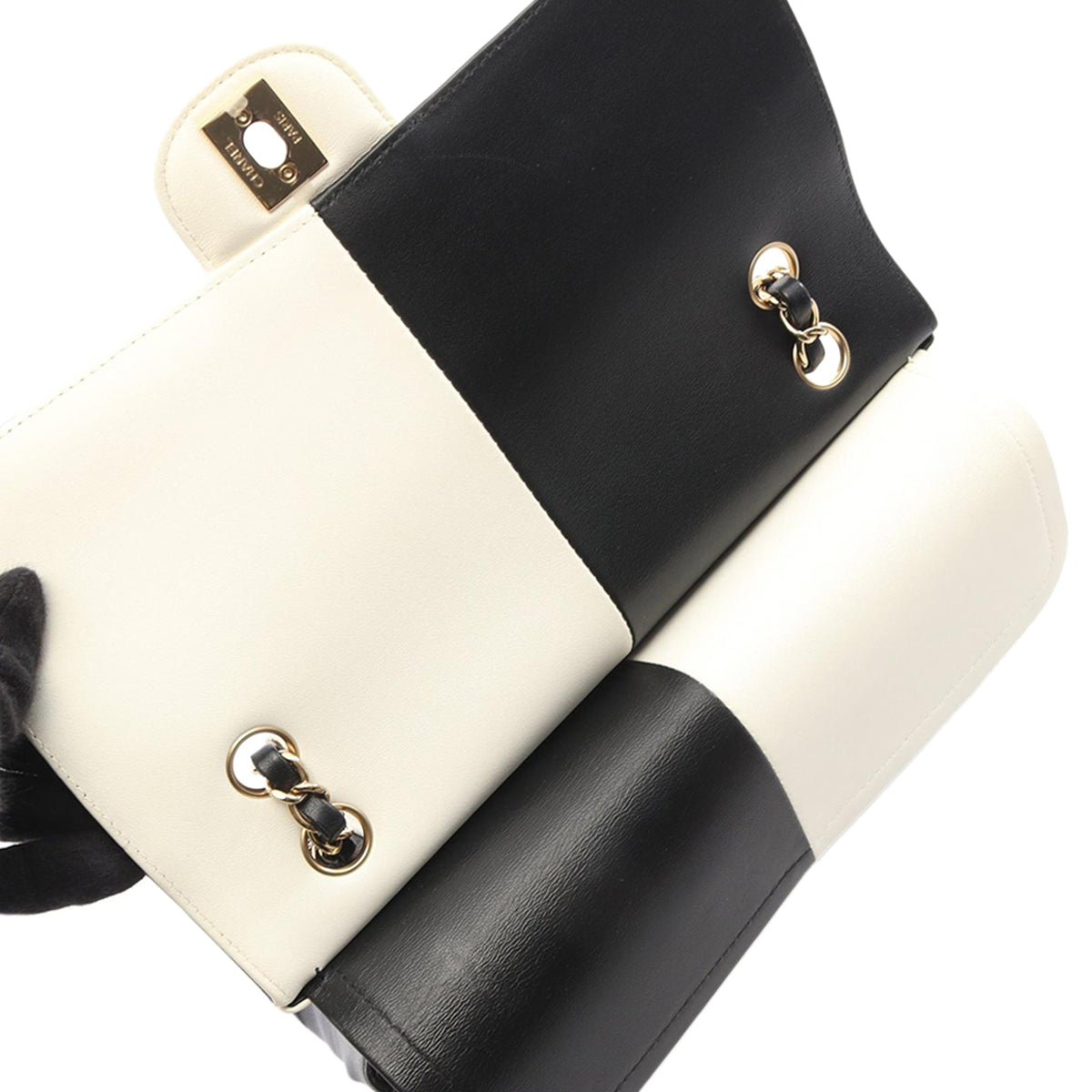 Chanel Medium Classic Bicolor Lambskin Geometric Colorblock Double Flap