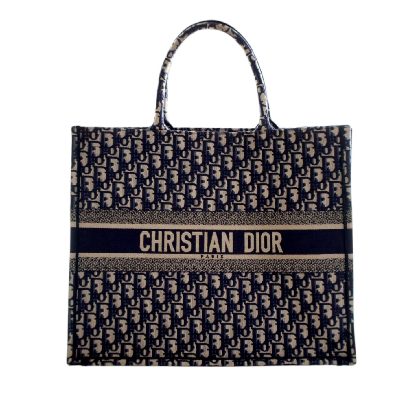 Dior Large Oblique Embroidered Canvas Book Tote