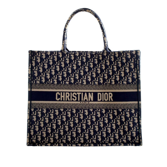 Dior Large Oblique Embroidered Canvas Book Tote