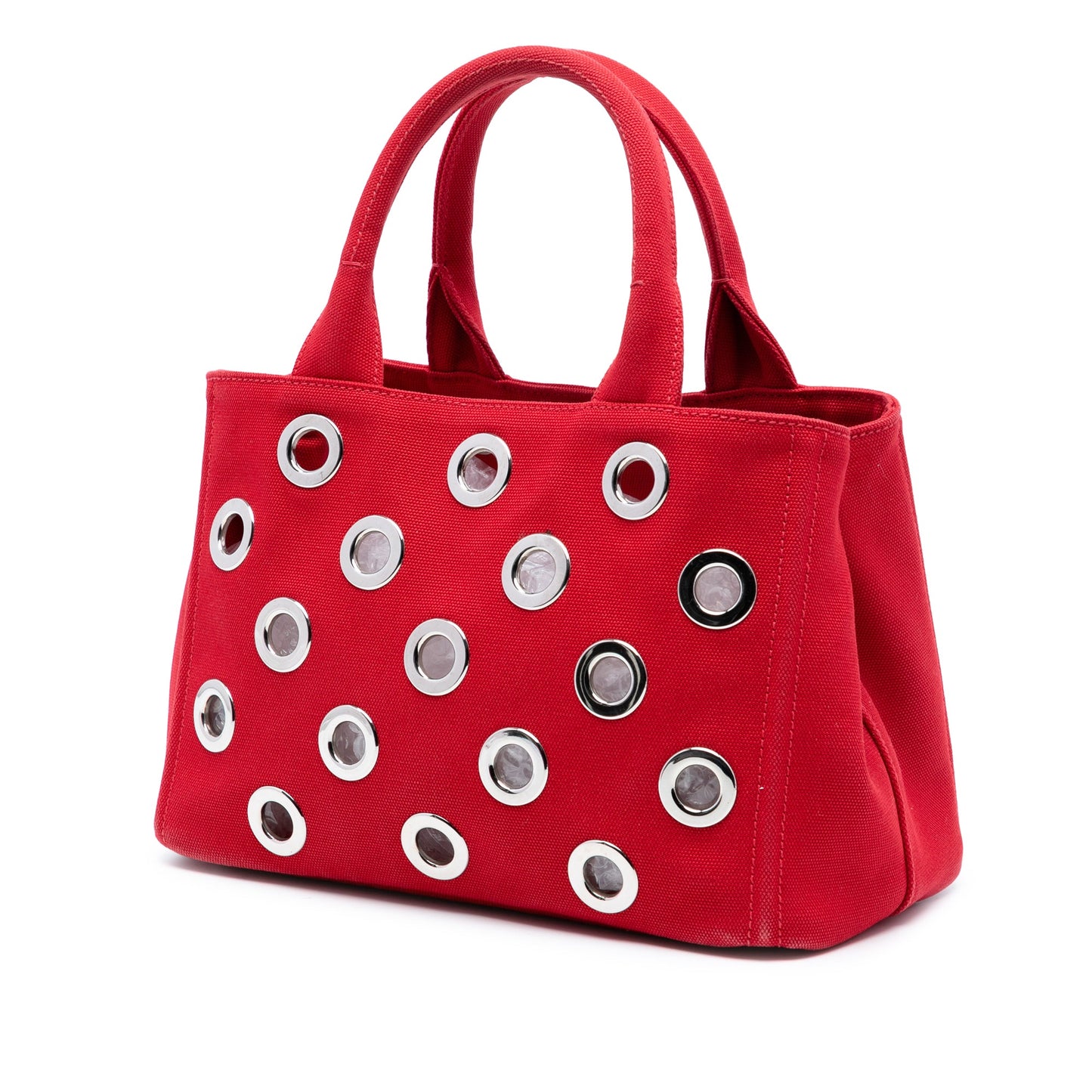 Prada Small Canvas Canapa Grommet Satchel