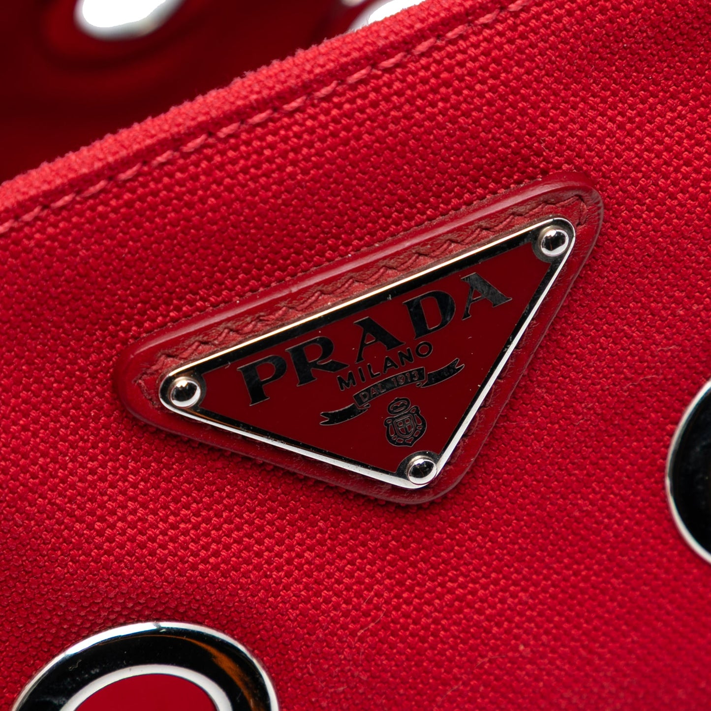 Prada Small Canvas Canapa Grommet Satchel