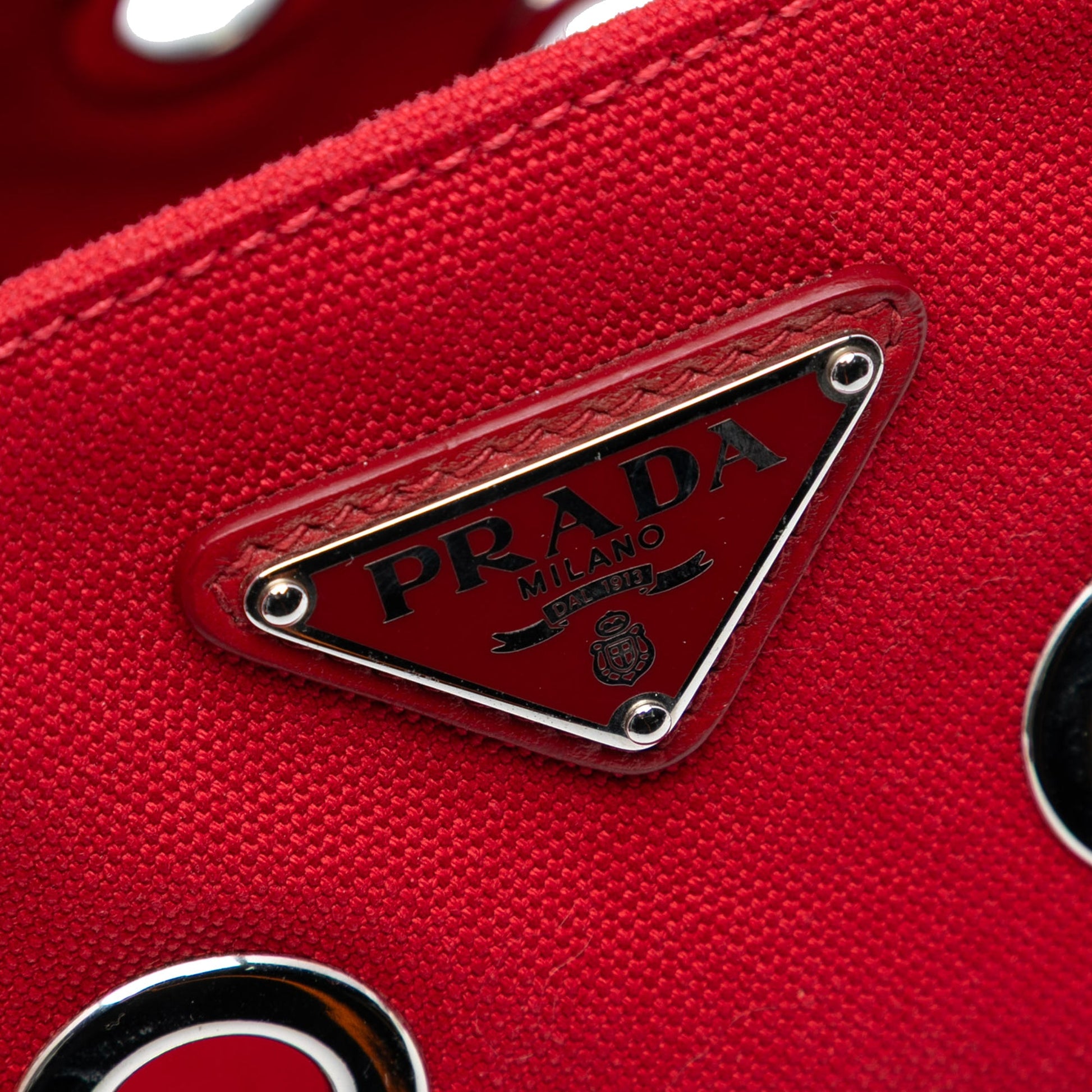 Prada Small Canvas Canapa Grommet Satchel