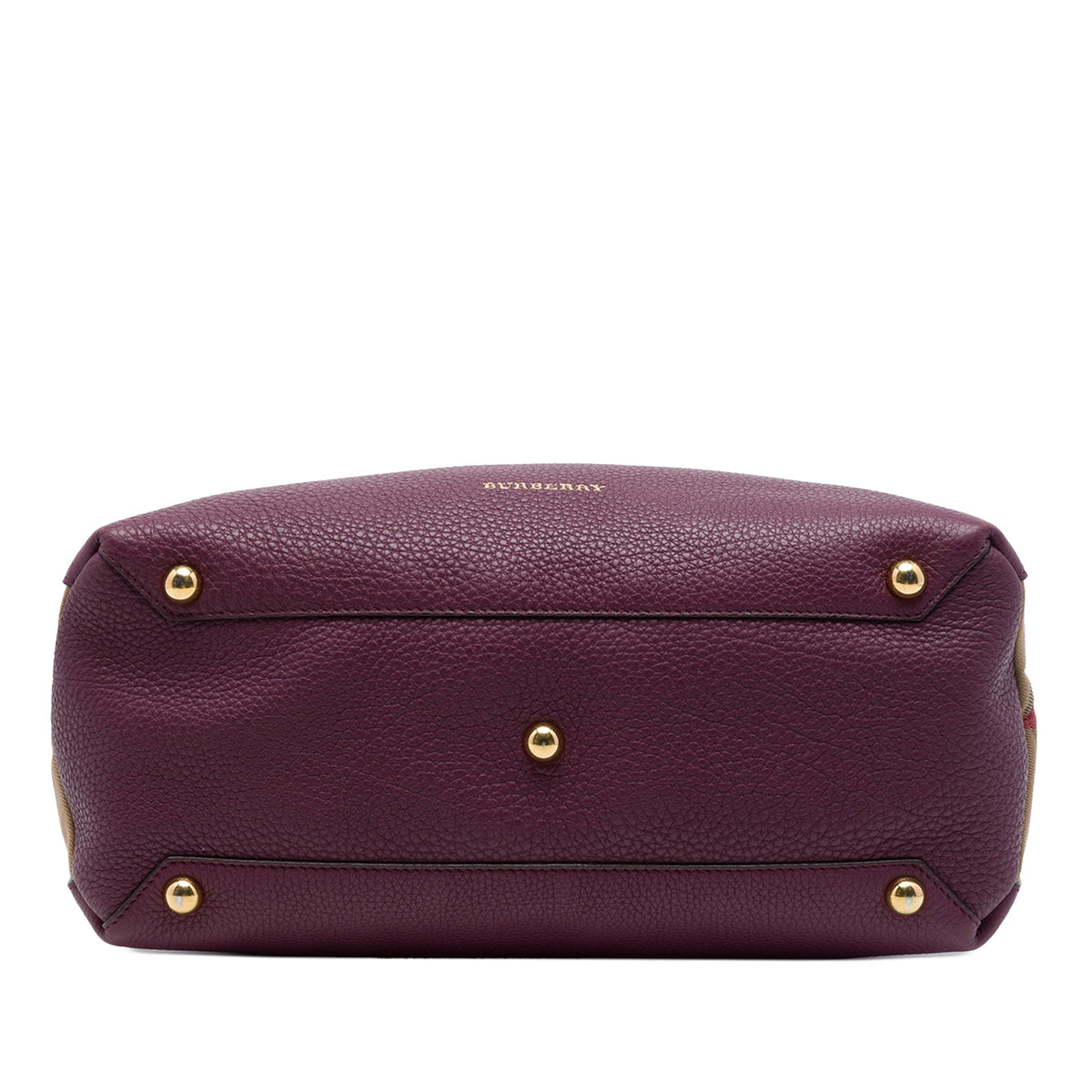 Burberry Medium Leather and House Check Banner Satchel — Purple