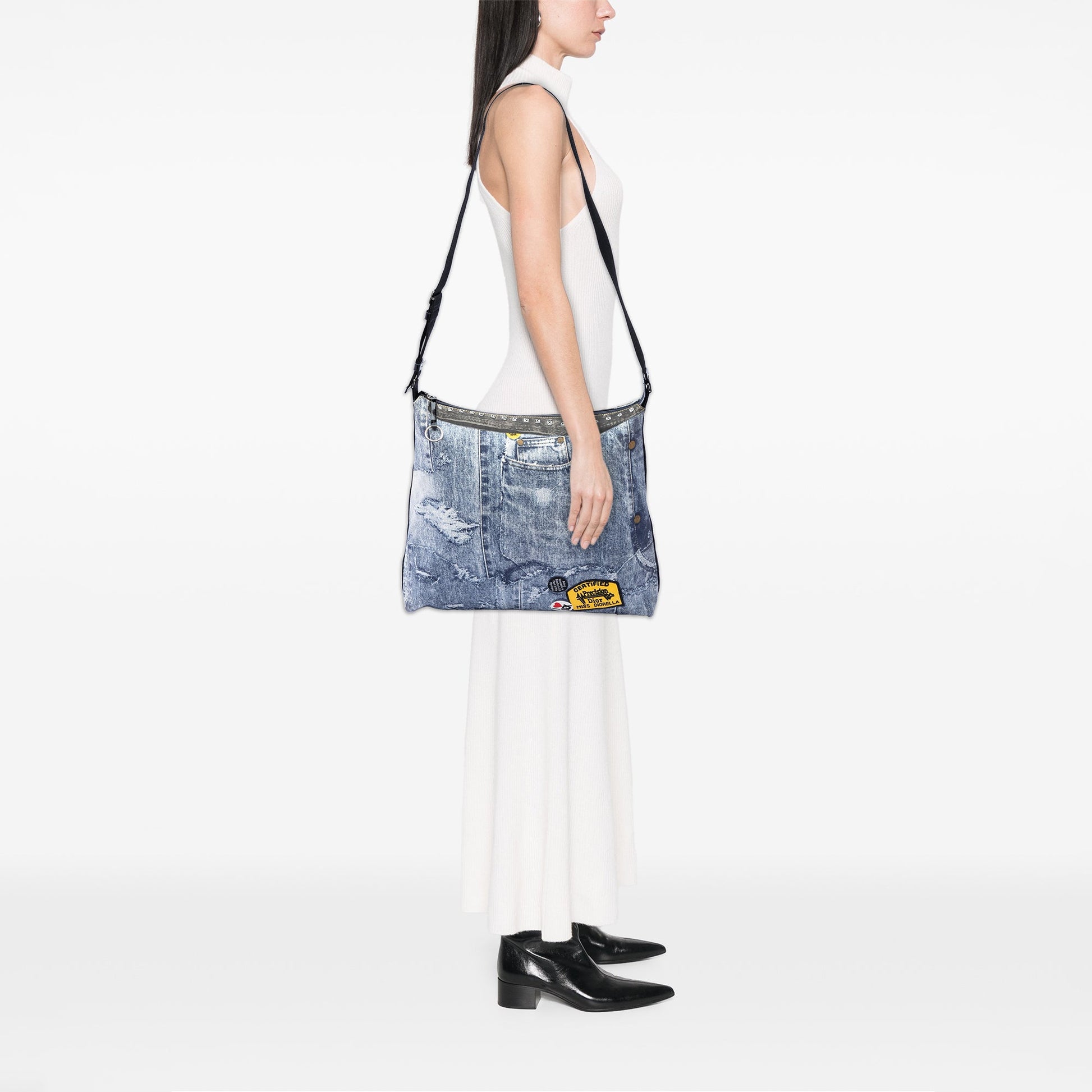 Dior Large Canvas Printed Denim Miss Diorella Messenger Bag