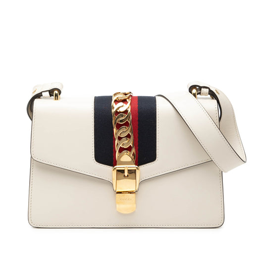 Gucci Small Leather Sylvie Web Satchel