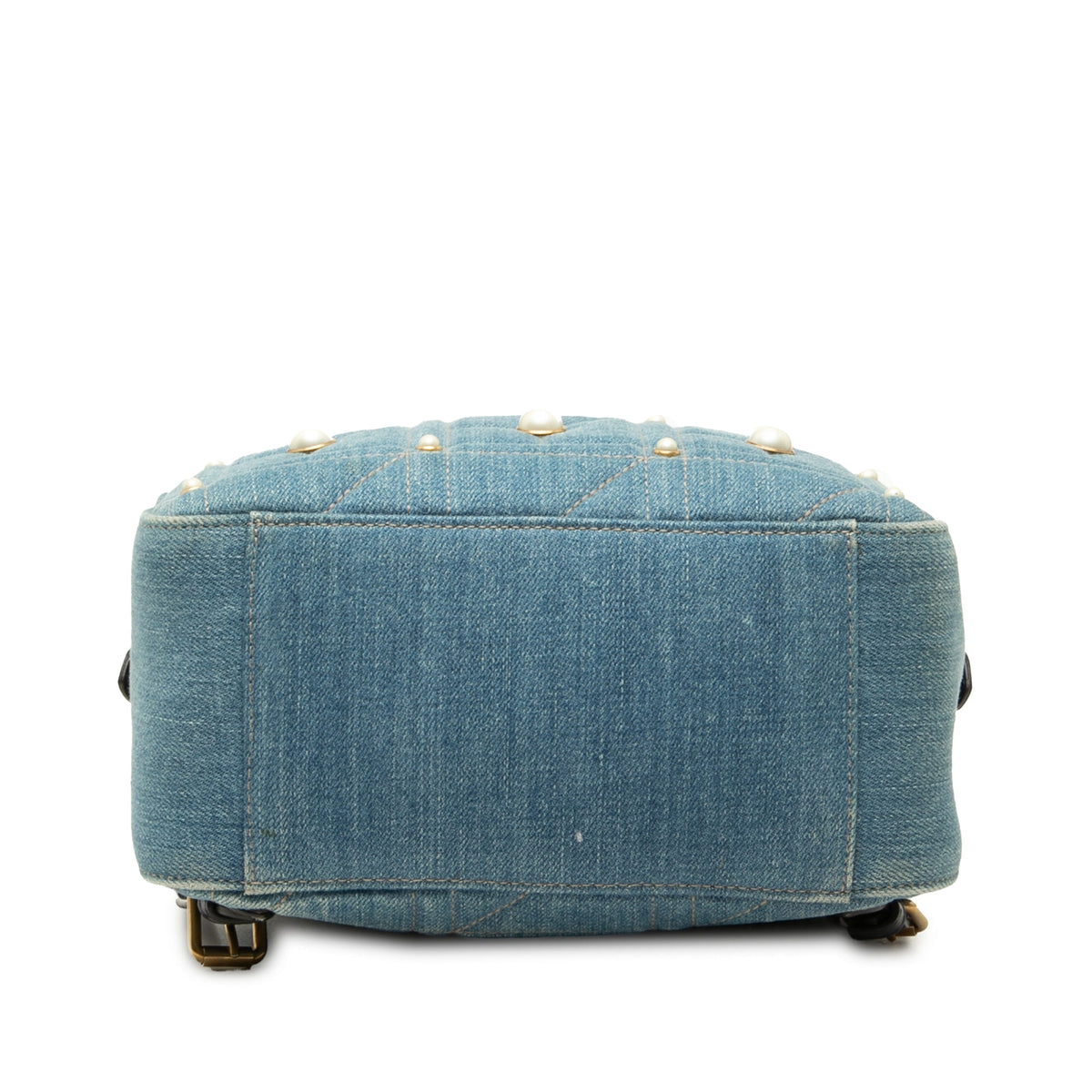Gucci Small GG Marmont Pearl Studded Matelasse Denim Backpack
