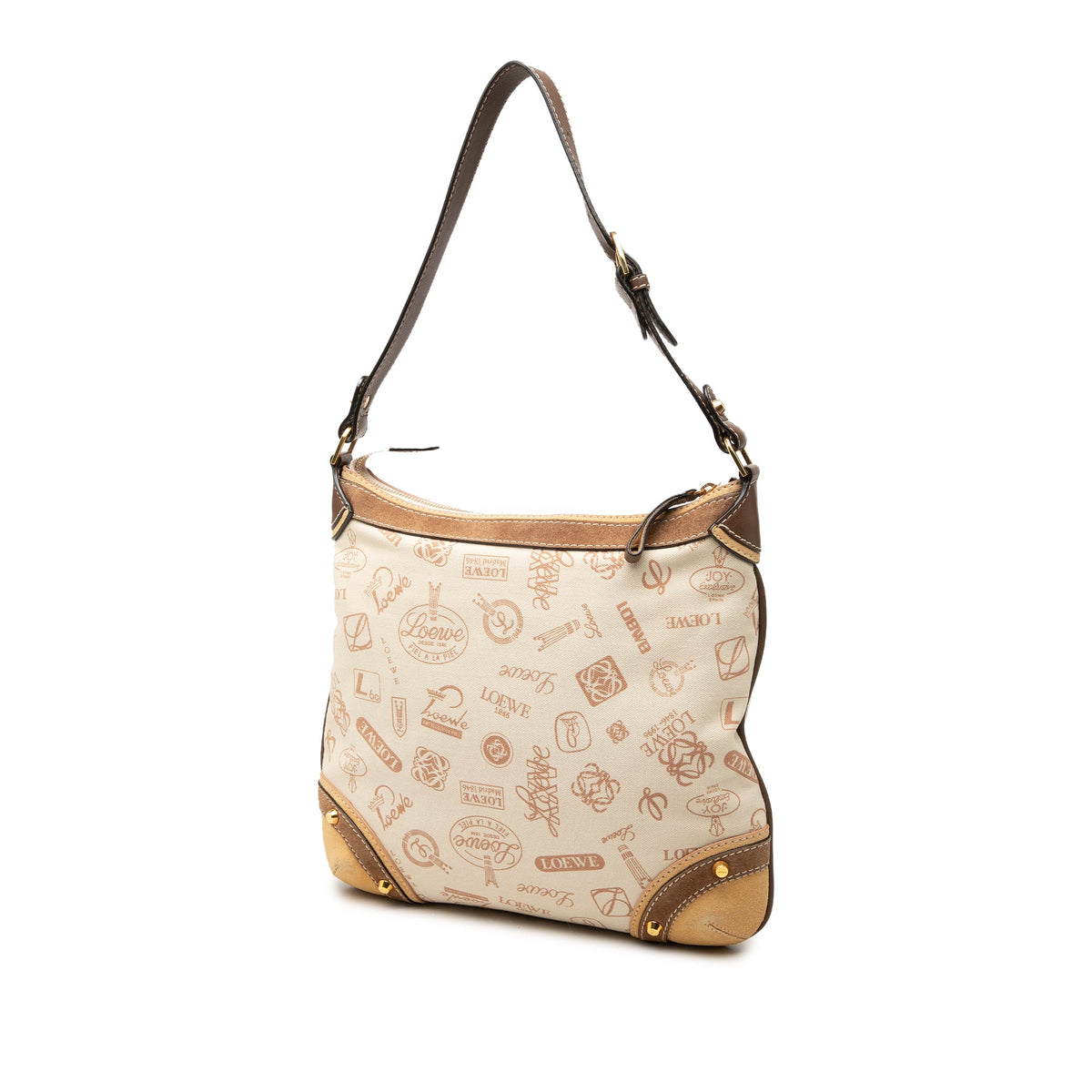 LOEWE 160th Anniversary Suede Trimmed Canvas Shoulder Bag