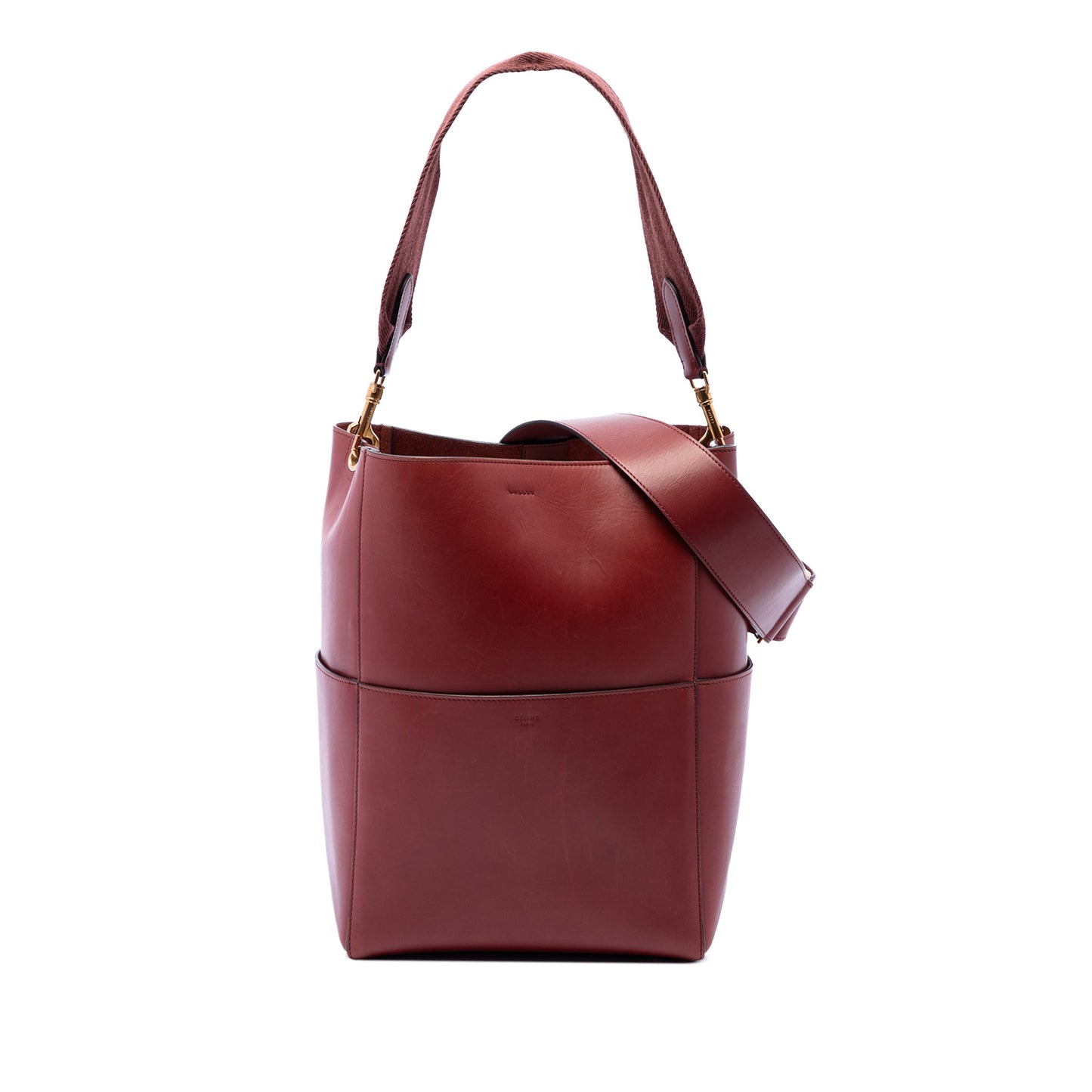 Celine Medium Leather Seau Sangle Bucket Bag