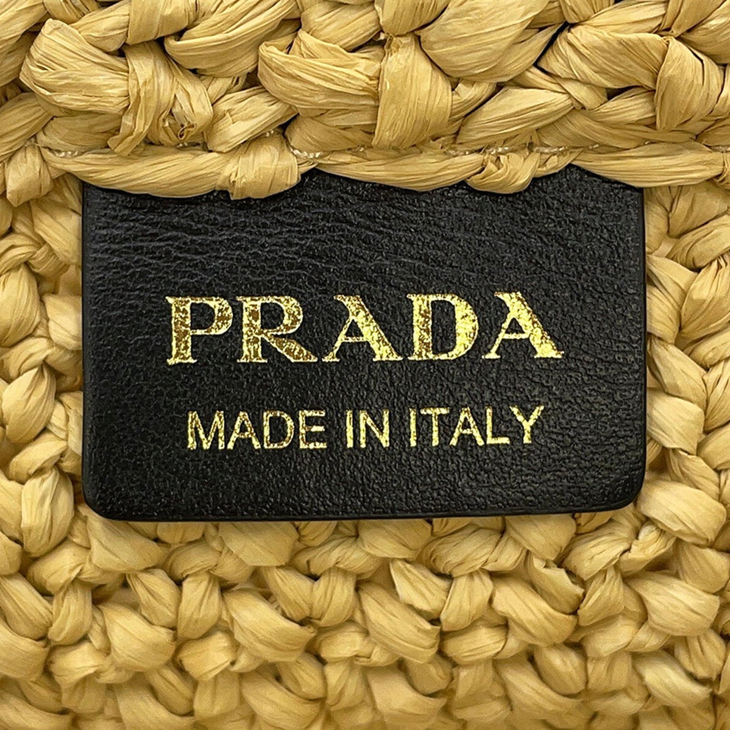 Prada Large Raffia Effect Crochet Embroidered Logo Tote