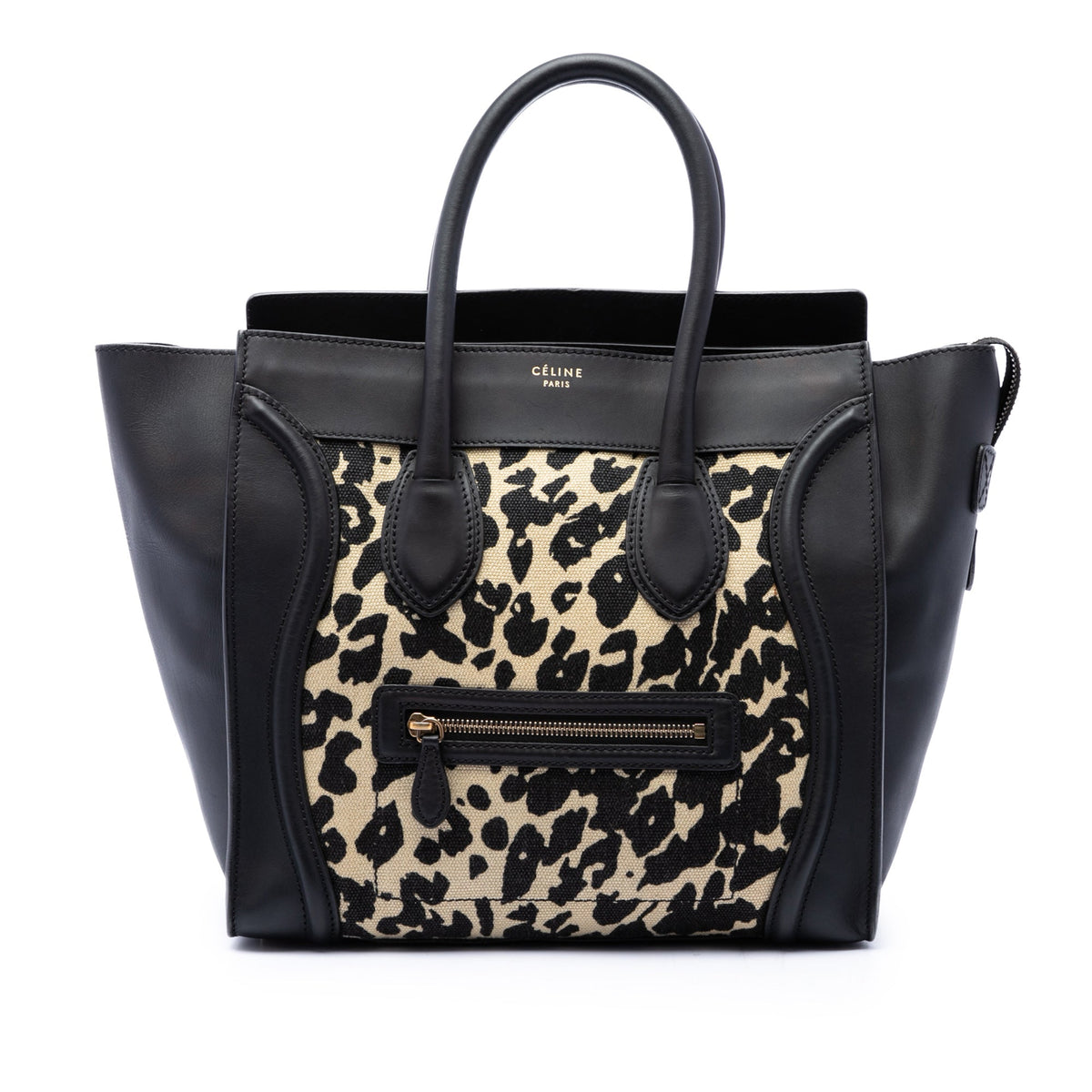 Celine Mini Canvas Leopard Print Luggage Tote