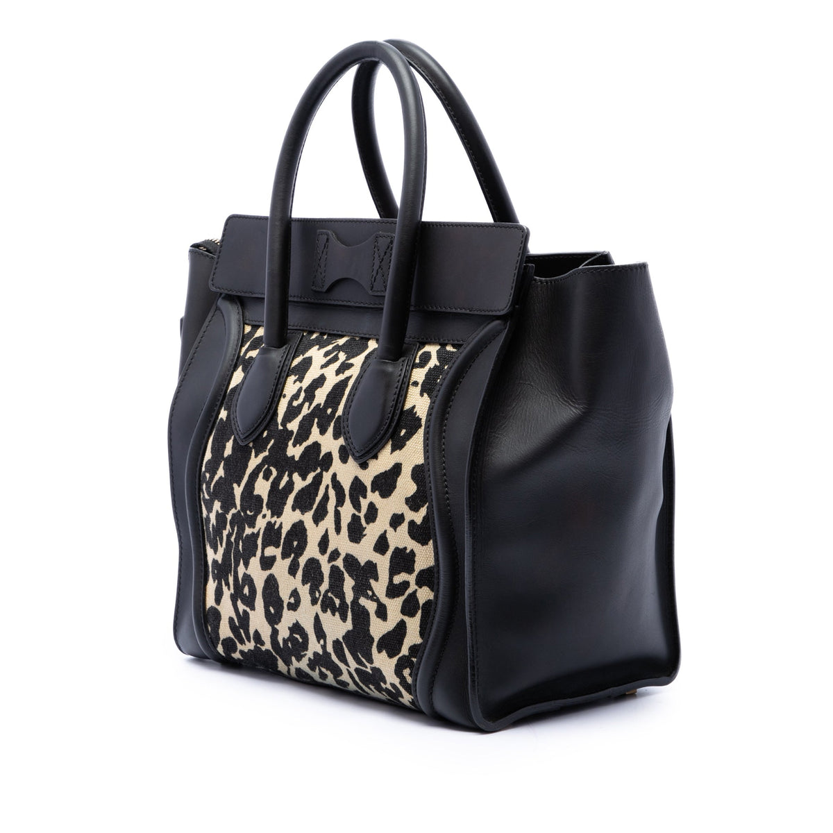 Celine Mini Canvas Leopard Print Luggage Tote