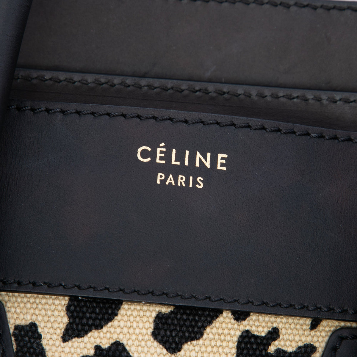 Celine Mini Canvas Leopard Print Luggage Tote