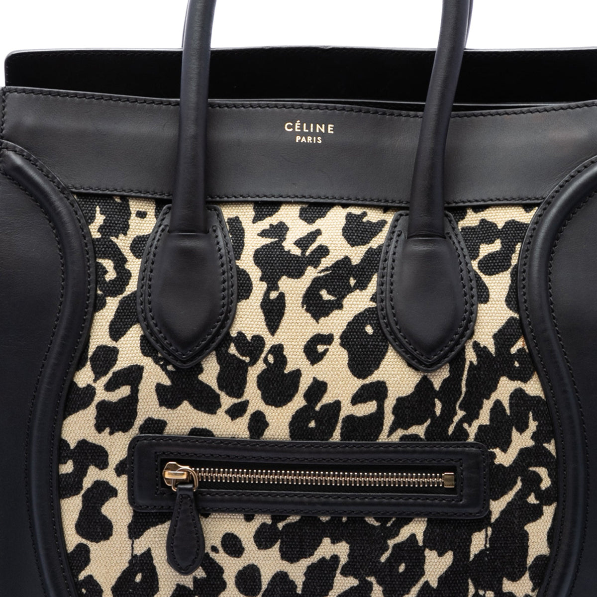 Celine Mini Canvas Leopard Print Luggage Tote