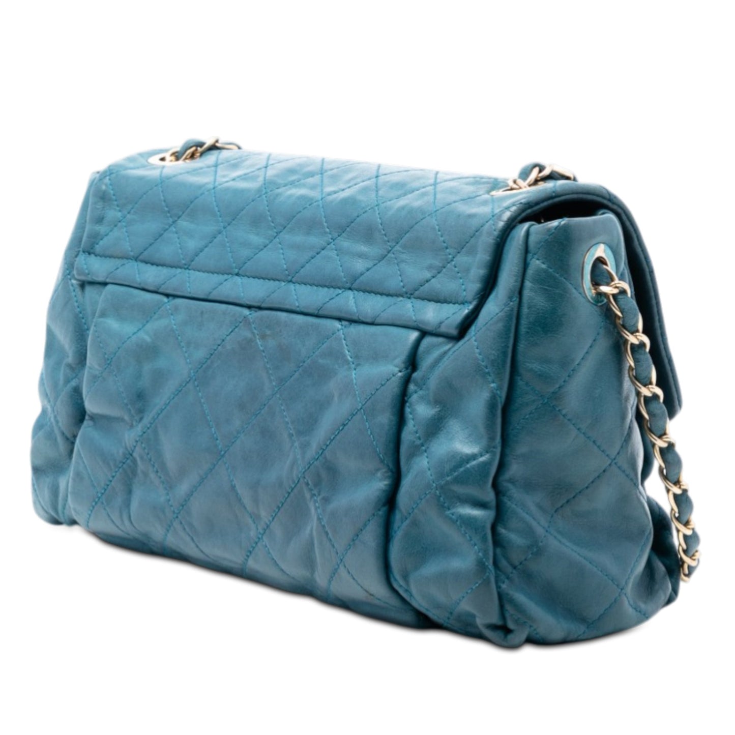 Large Quilted Iridescent Calfskin Chic Quilt Flap