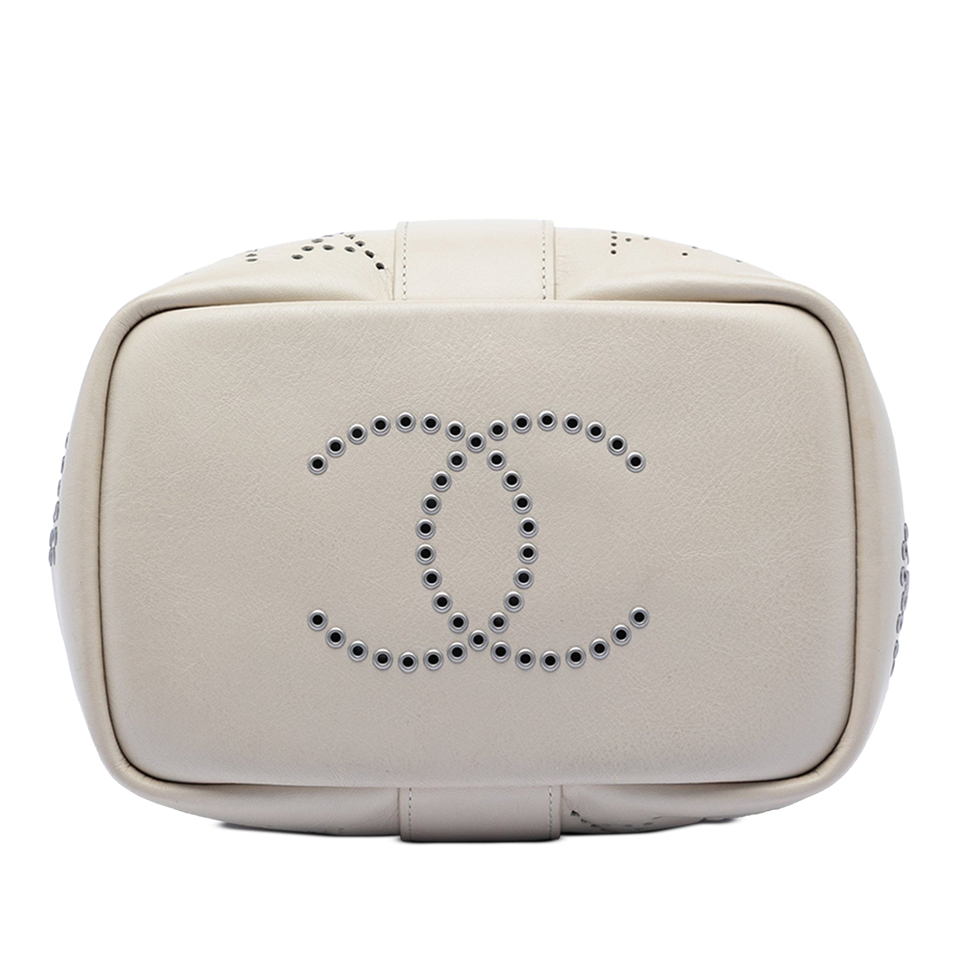 Chanel Small Perforated Calfskin Logo Eyelet Bucket Bag