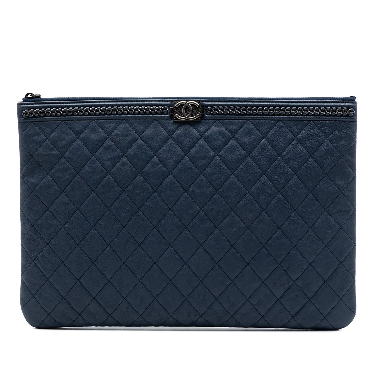 Chanel Large Quilted Calfskin Chain Boy O Case Clutch