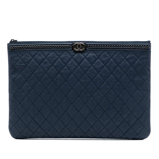 Chanel Large Quilted Calfskin Chain Boy O Case Clutch