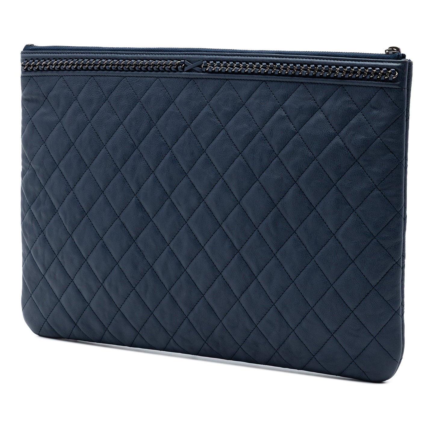 Chanel Large Quilted Calfskin Chain Boy O Case Clutch