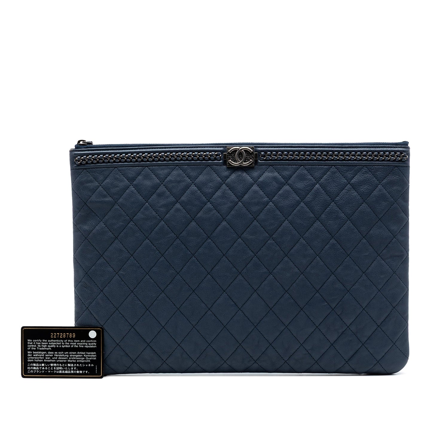 Chanel Large Quilted Calfskin Chain Boy O Case Clutch