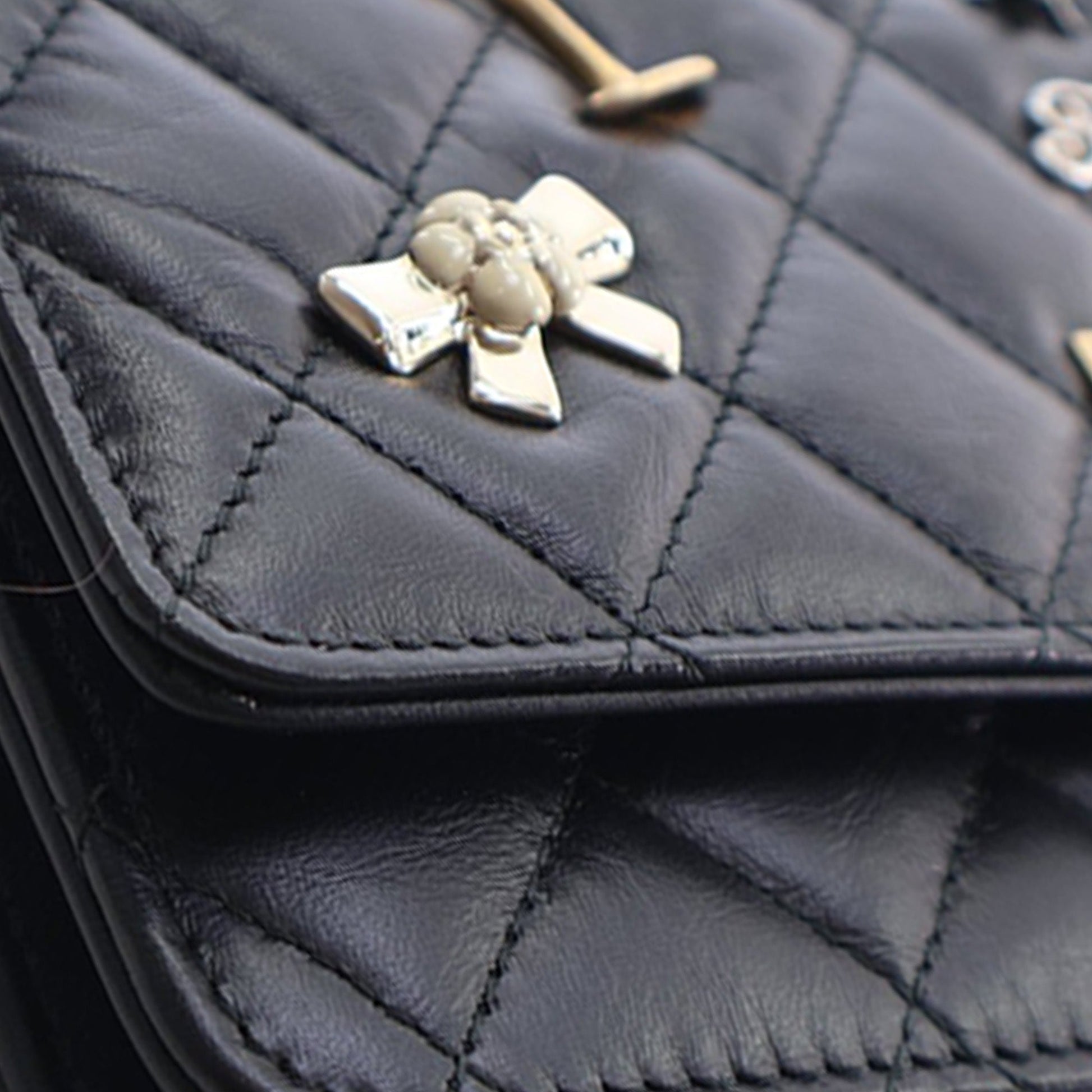Chanel Quilted Aged Calfskin Reissue 2.55 Lucky Charms Wallet On Chain