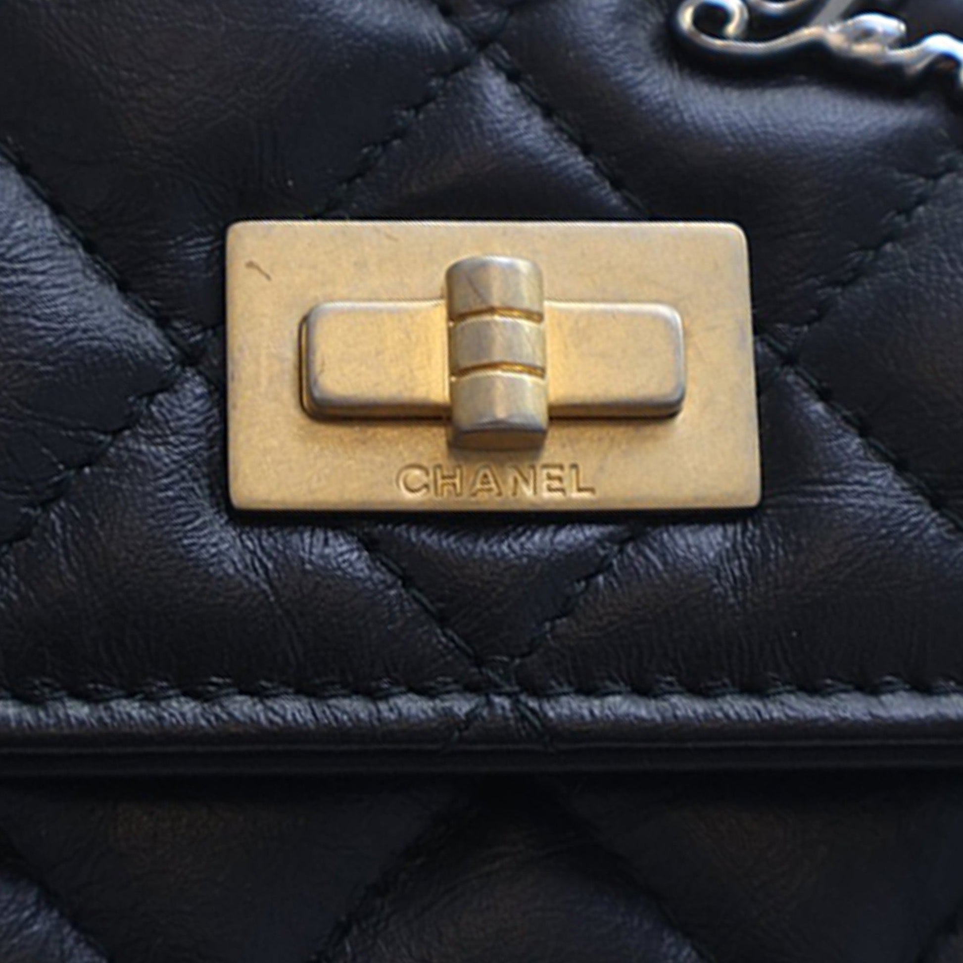 Chanel Quilted Aged Calfskin Reissue 2.55 Lucky Charms Wallet On Chain