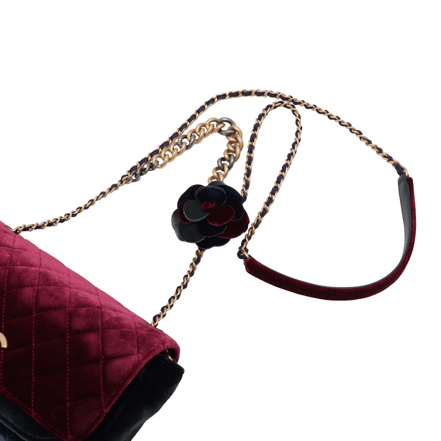 Chanel Paris Cosmopolite Small Tricolor Quilted Velvet Private Affair Camellia Flap
