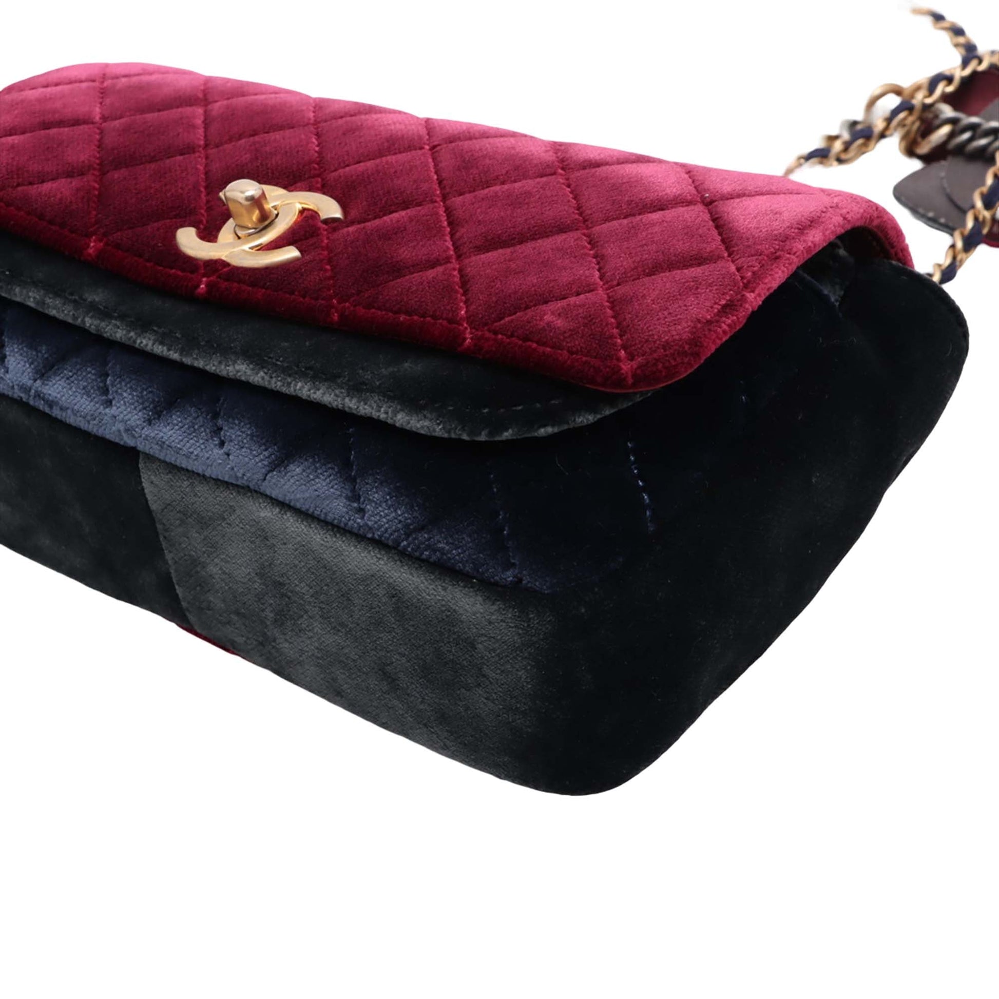 Chanel Paris Cosmopolite Small Tricolor Quilted Velvet Private Affair Camellia Flap