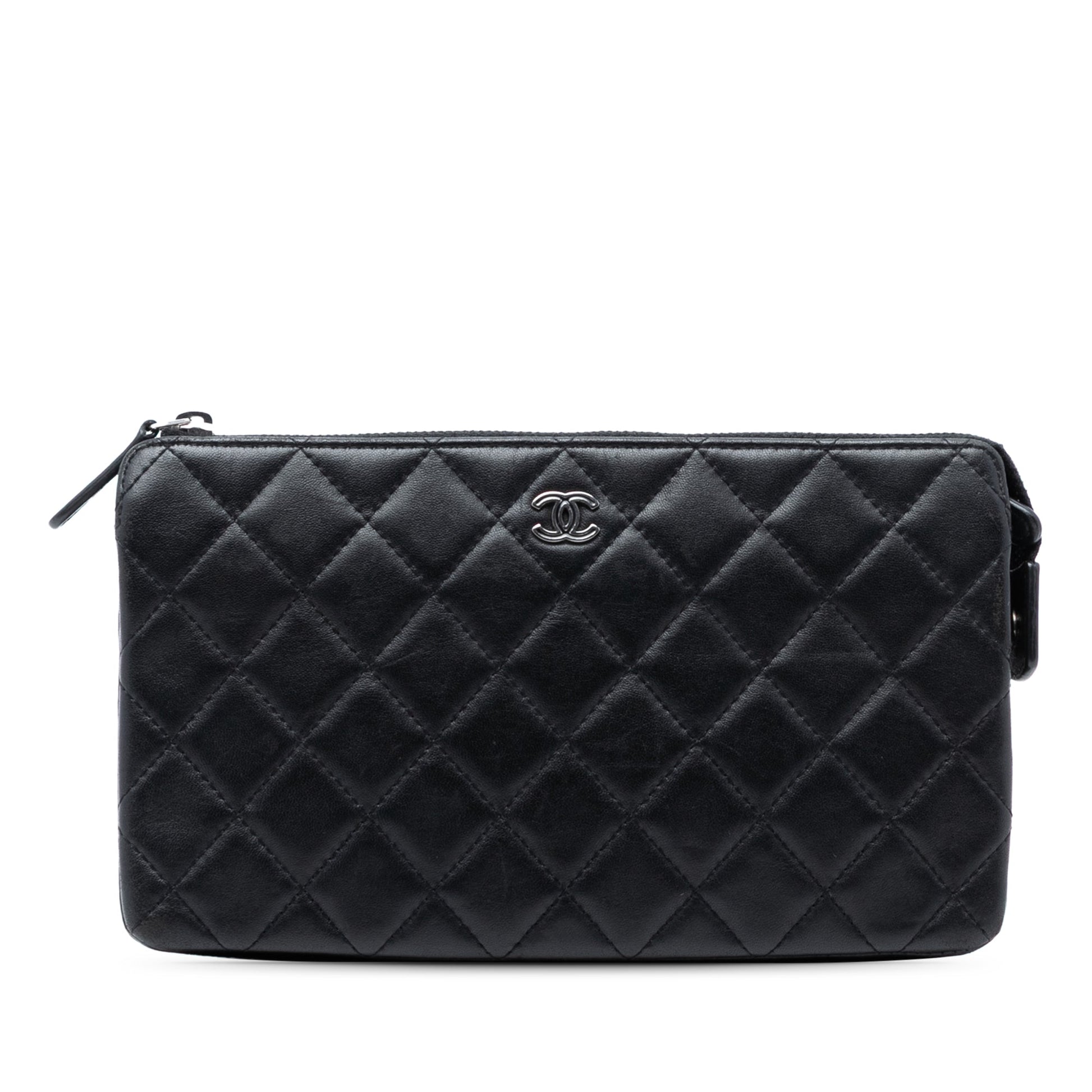 Chanel CC Quilted Lambskin Clutch