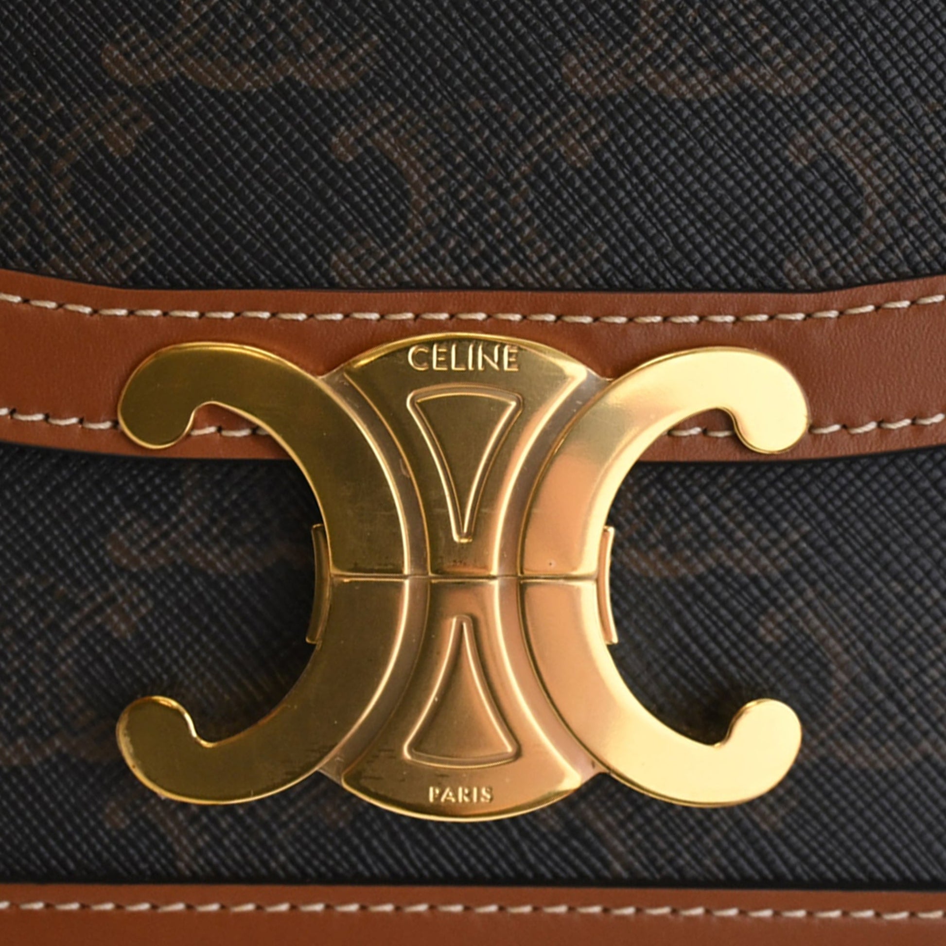 Celine Teen Triomphe Coated Canvas and Calfskin Triomphe Crossbody