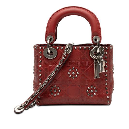 Dior Mini Embossed Calfskin Cannage Studded Flower Lady Dior