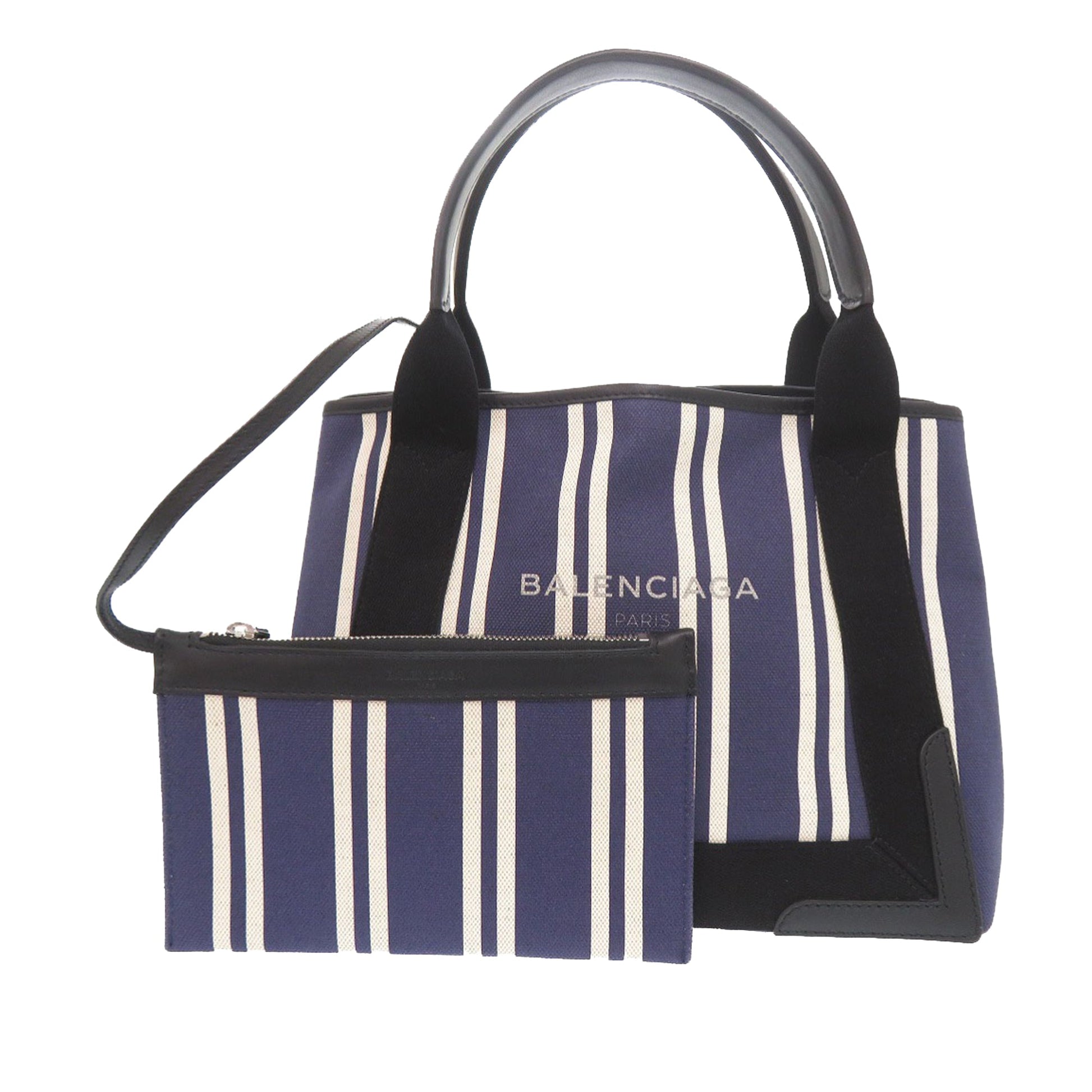 Balenciaga Canvas Striped Navy Cabas S