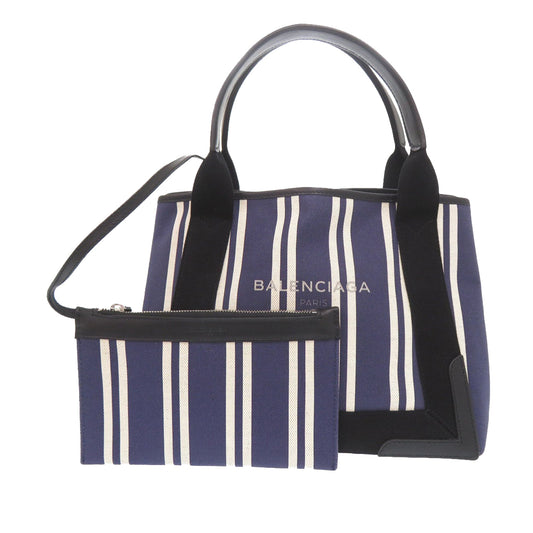 Balenciaga Canvas Striped Navy Cabas S