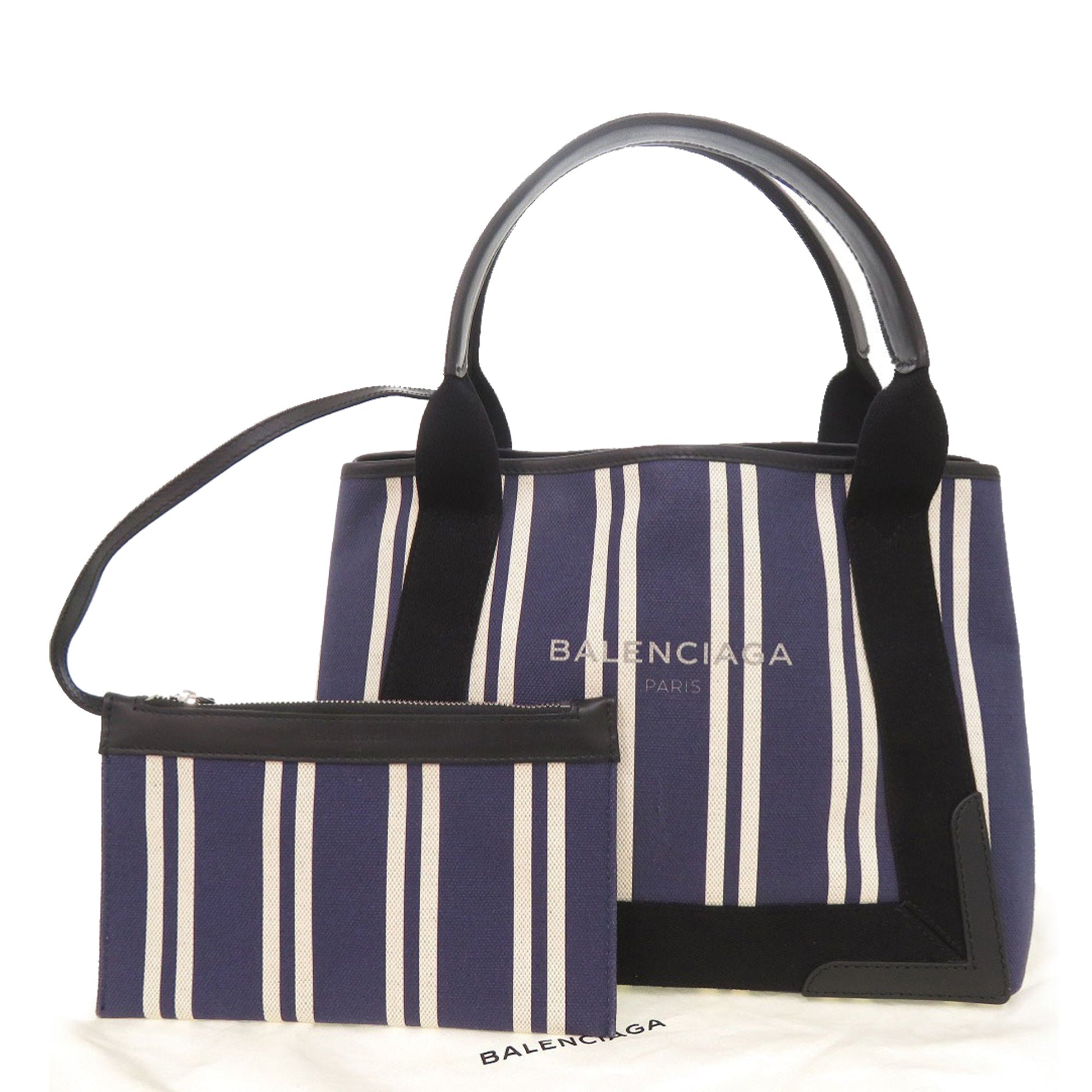 Balenciaga Canvas Striped Navy Cabas S
