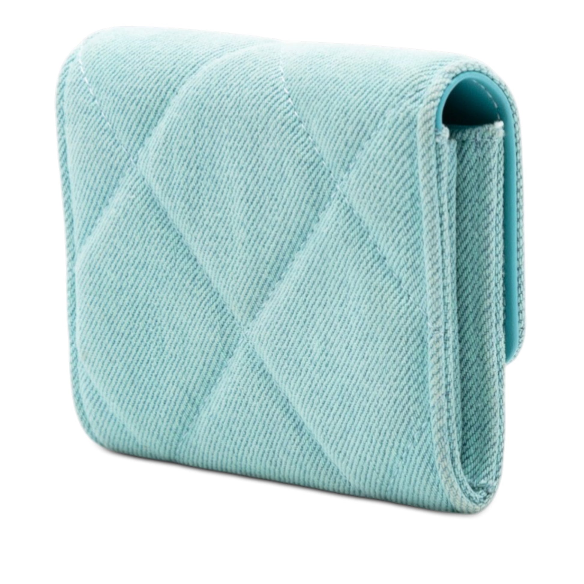 Quilted Denim 19 Card Holder with Chain