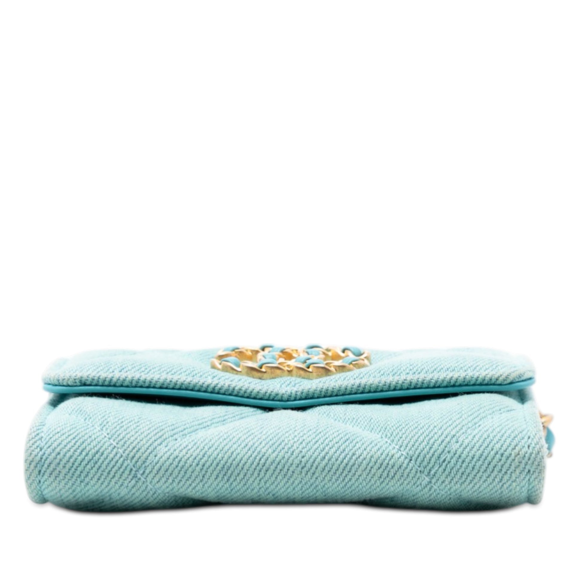 Quilted Denim 19 Card Holder with Chain